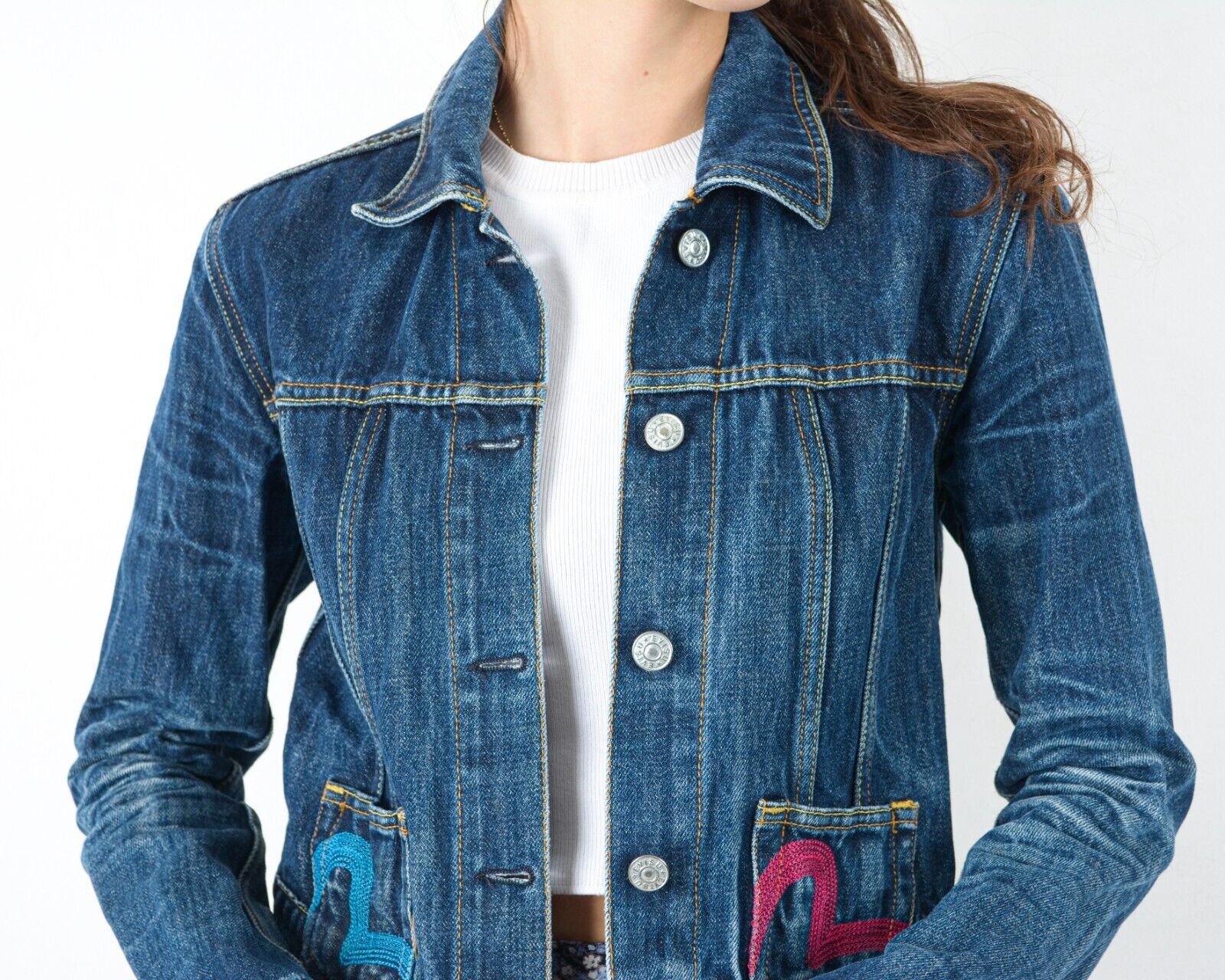 Evisu × Japanese Brand Women Denim Jeans Jacket Blazer Cropped Japanese Japan 90's Size S / US 4 / IT 40 - 2 Thumbnail