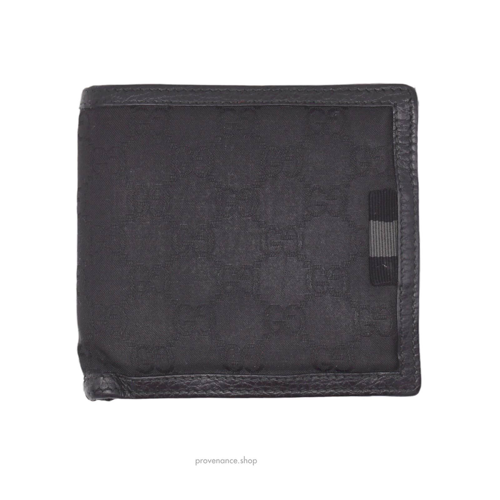 Gucci 🔴 Gucci Bifold Wallet Black GG Canvas with Leather Trim Grailed