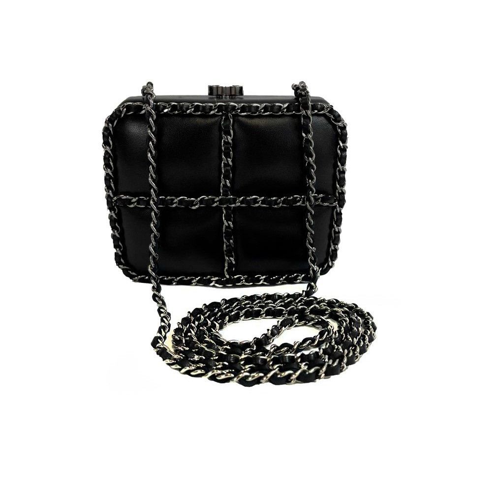 CHANEL - Chain Around Mini Crossbody / Clutch - Black / Silv