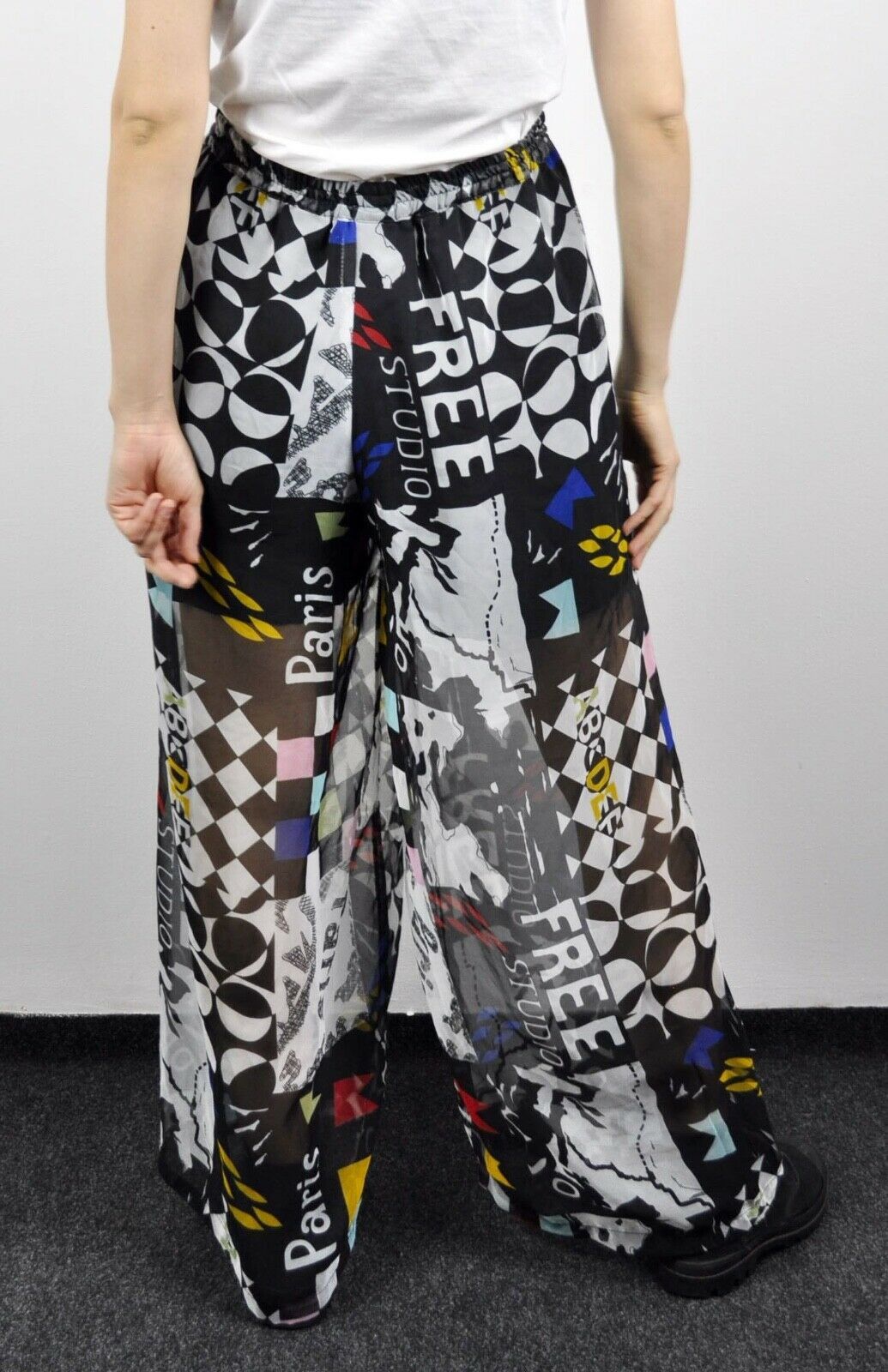 Other × Vintage French Sheer Wide Leg Palazzo Transparent Pants Trousers Size 29" - 5 Thumbnail