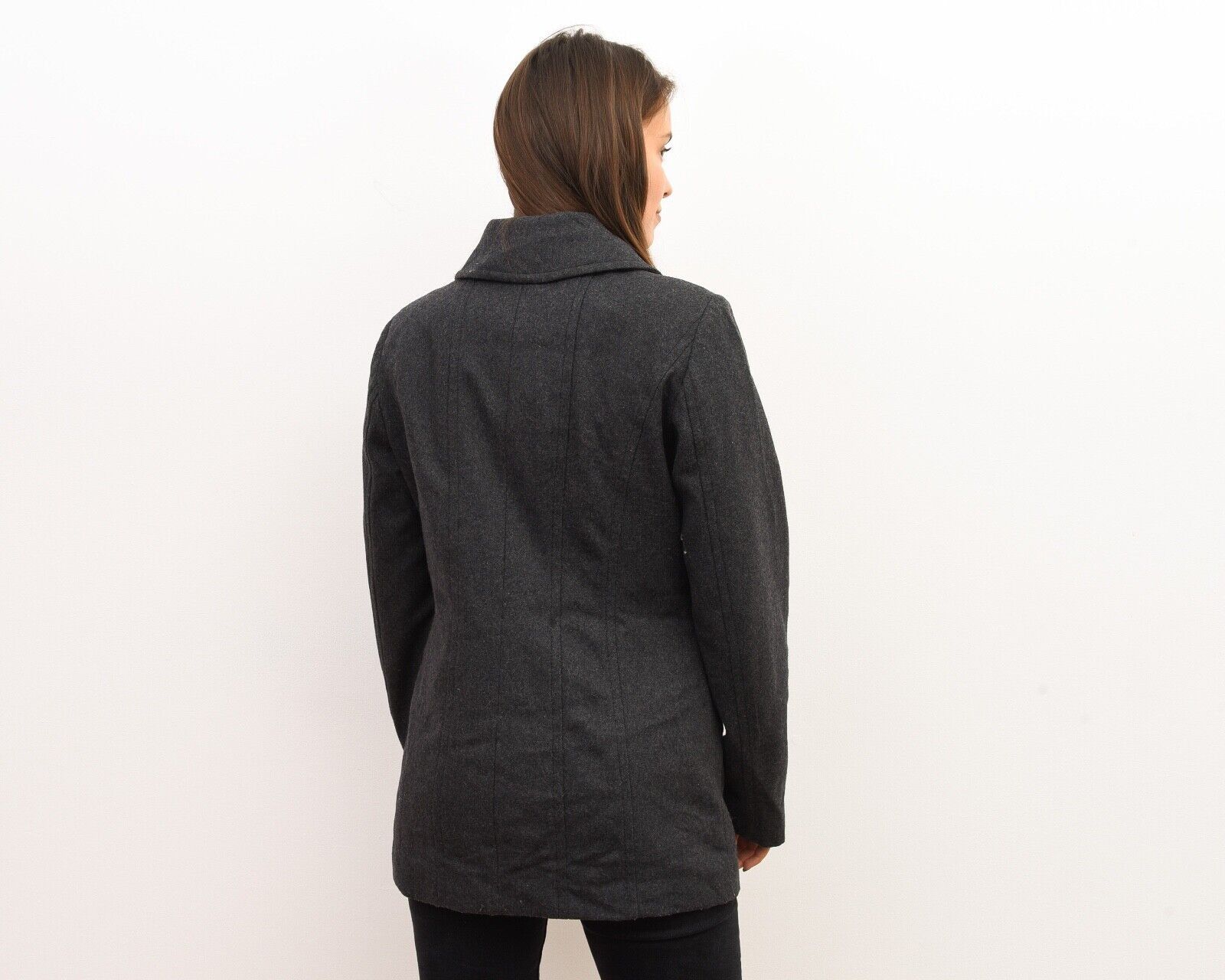 London Fog × Vintage Women's Peacoat Buttoned Ladies Trench Mac Coat Grey Jacket Size S / US 4 / IT 40 - 4 Thumbnail