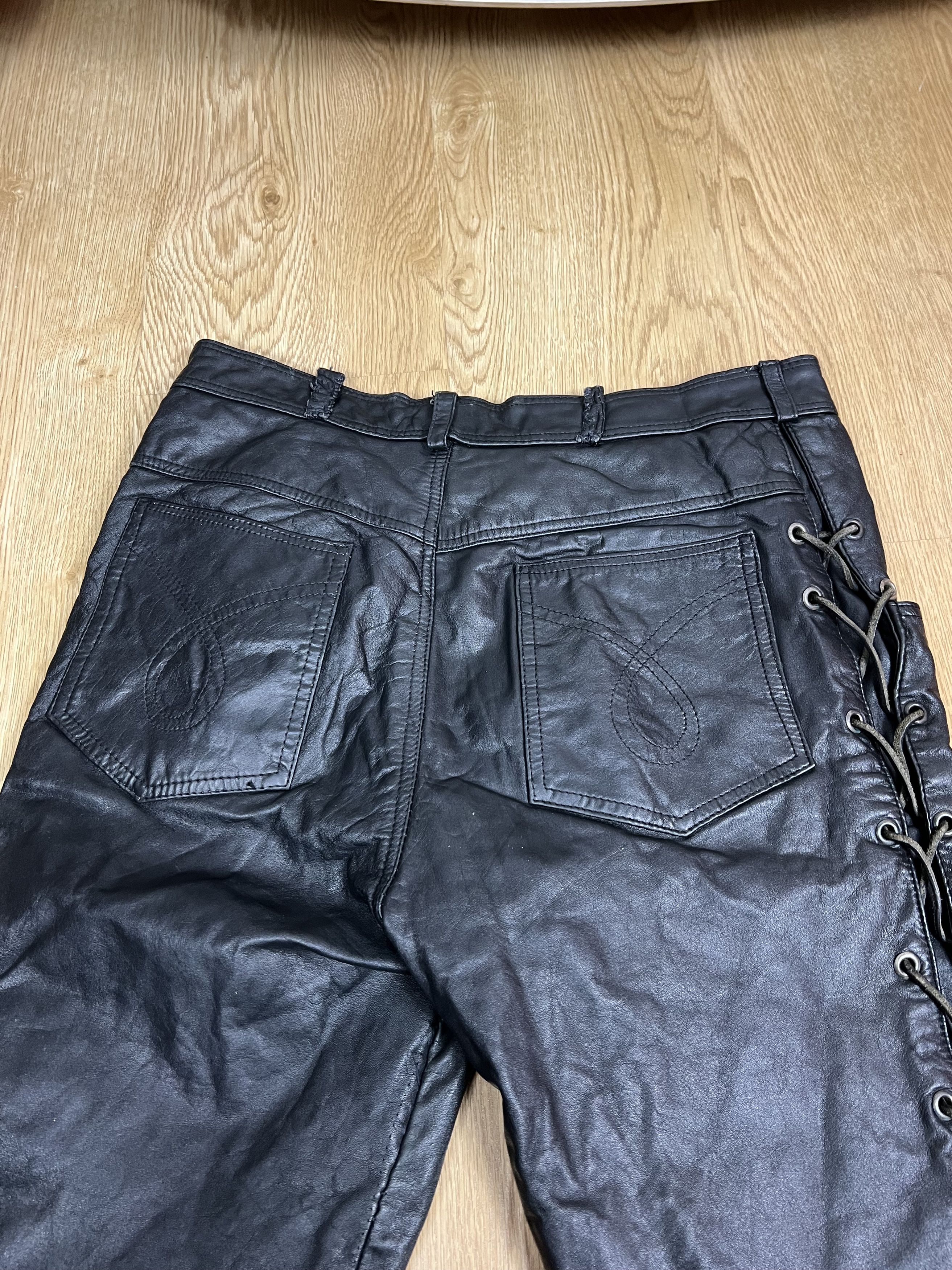 Leather × Vintage VINTAGE HIPROTEC BLACK LEATHER BIKER PANTS Size 28" / US 6 / IT 42 - 6 Thumbnail