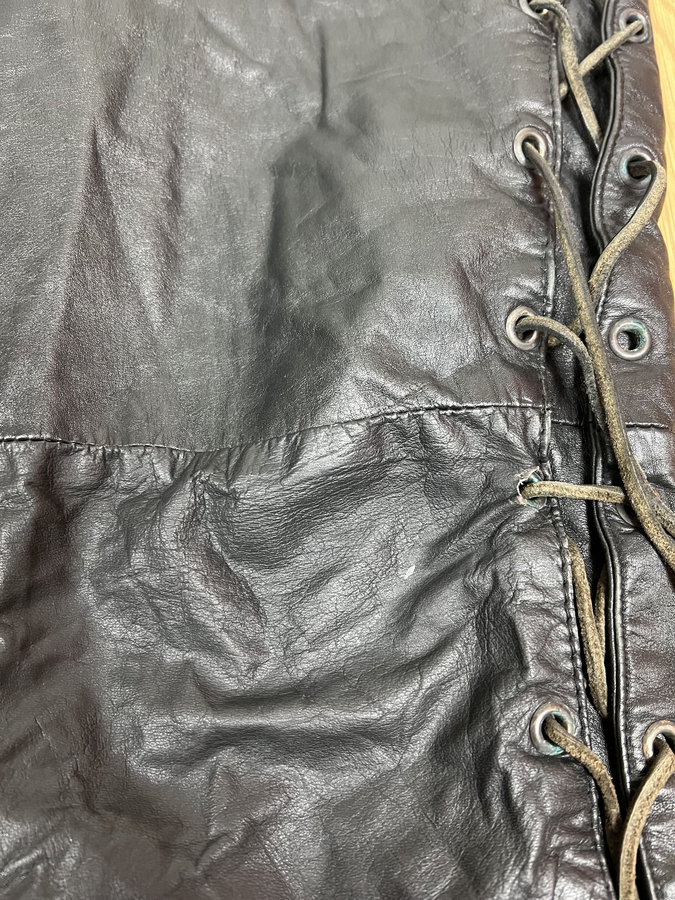 Leather × Vintage VINTAGE HIPROTEC BLACK LEATHER BIKER PANTS Size 28" / US 6 / IT 42 - 2 Thumbnail