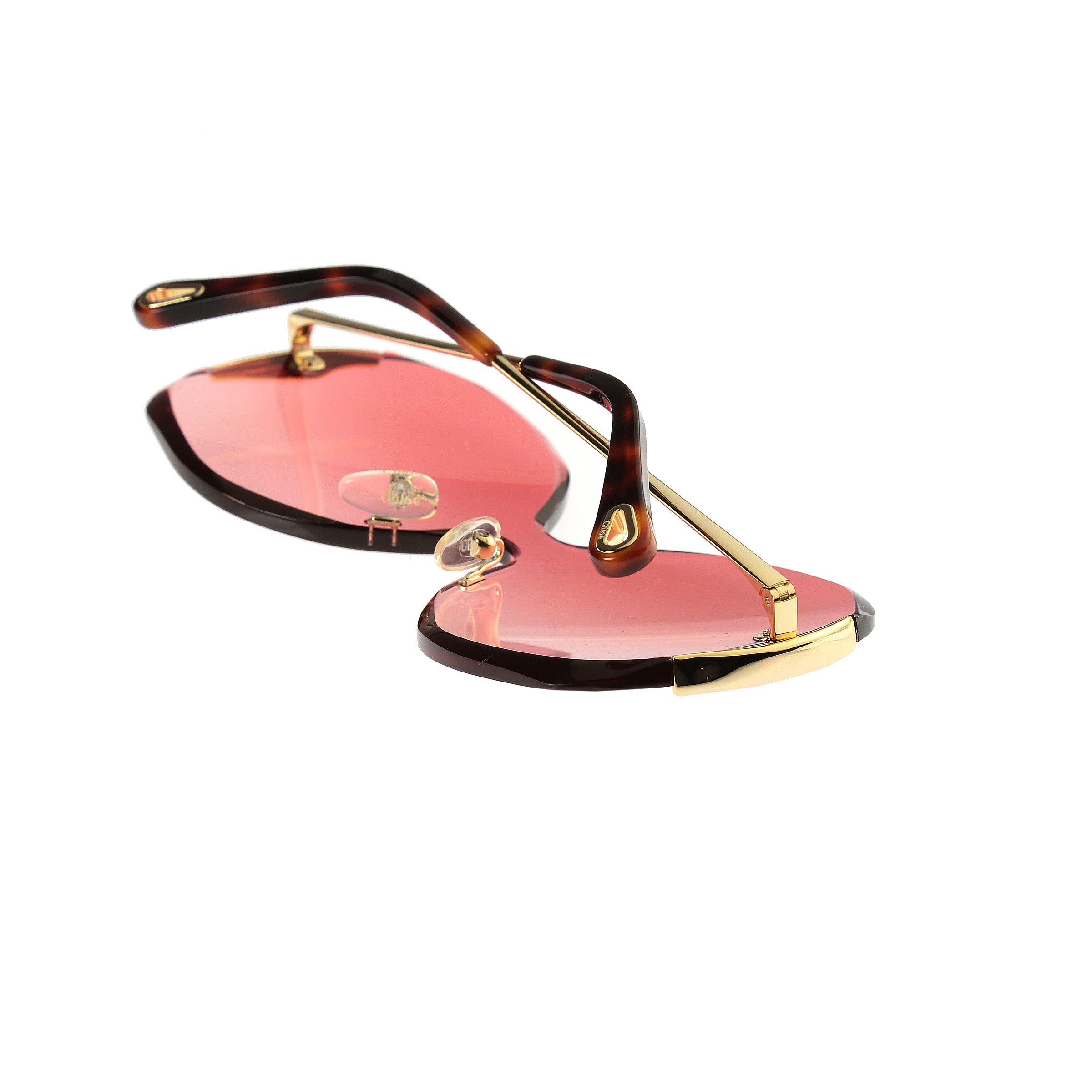 Chloe Chloe Curtis Pink & Gold Rimless Oversized Sunglasses CE162S Size ONE SIZE - 4 Thumbnail