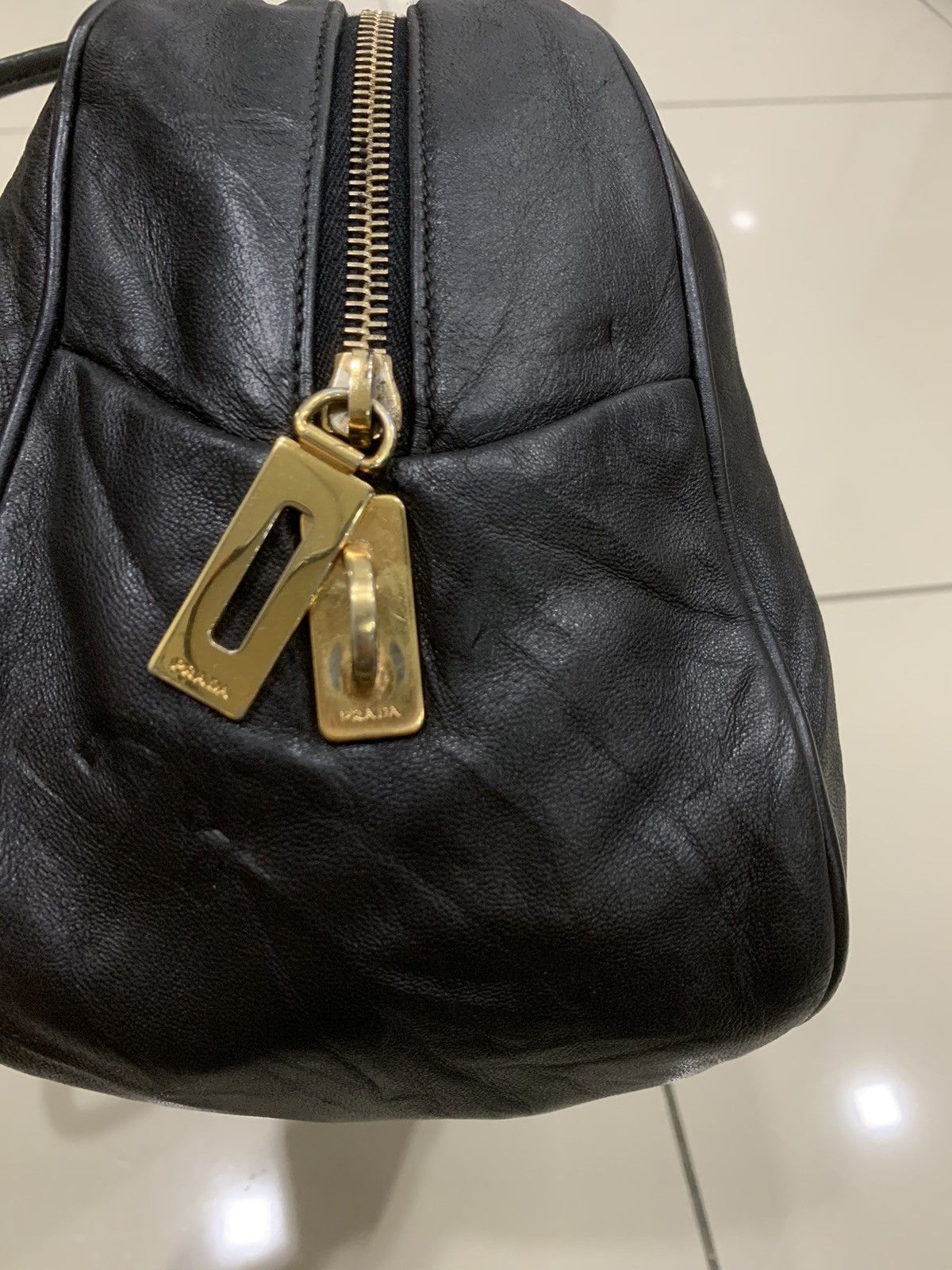 Prada PRADA BLACK LEATHER SHOULDER BAG BOWLING Size ONE SIZE - 8 Thumbnail