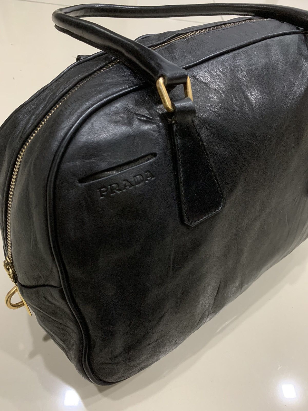Prada PRADA BLACK LEATHER SHOULDER BAG BOWLING Size ONE SIZE - 6 Thumbnail