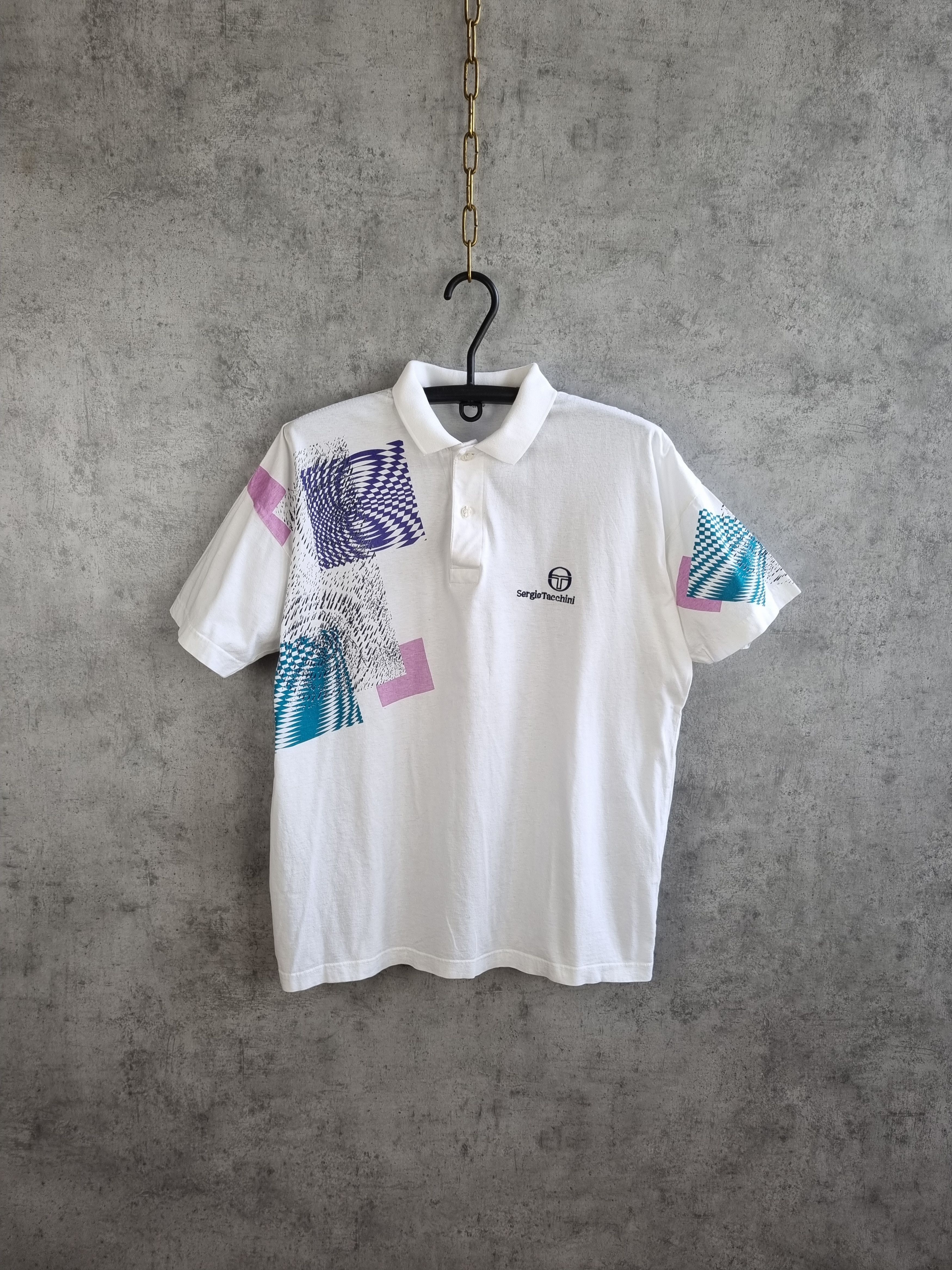 Sergio Tacchini 90s Sergio Tacchini Art Polo Shirt Vintage Tennis Golf Size US L / EU 52-54 / 3 - 1 Thumbnail