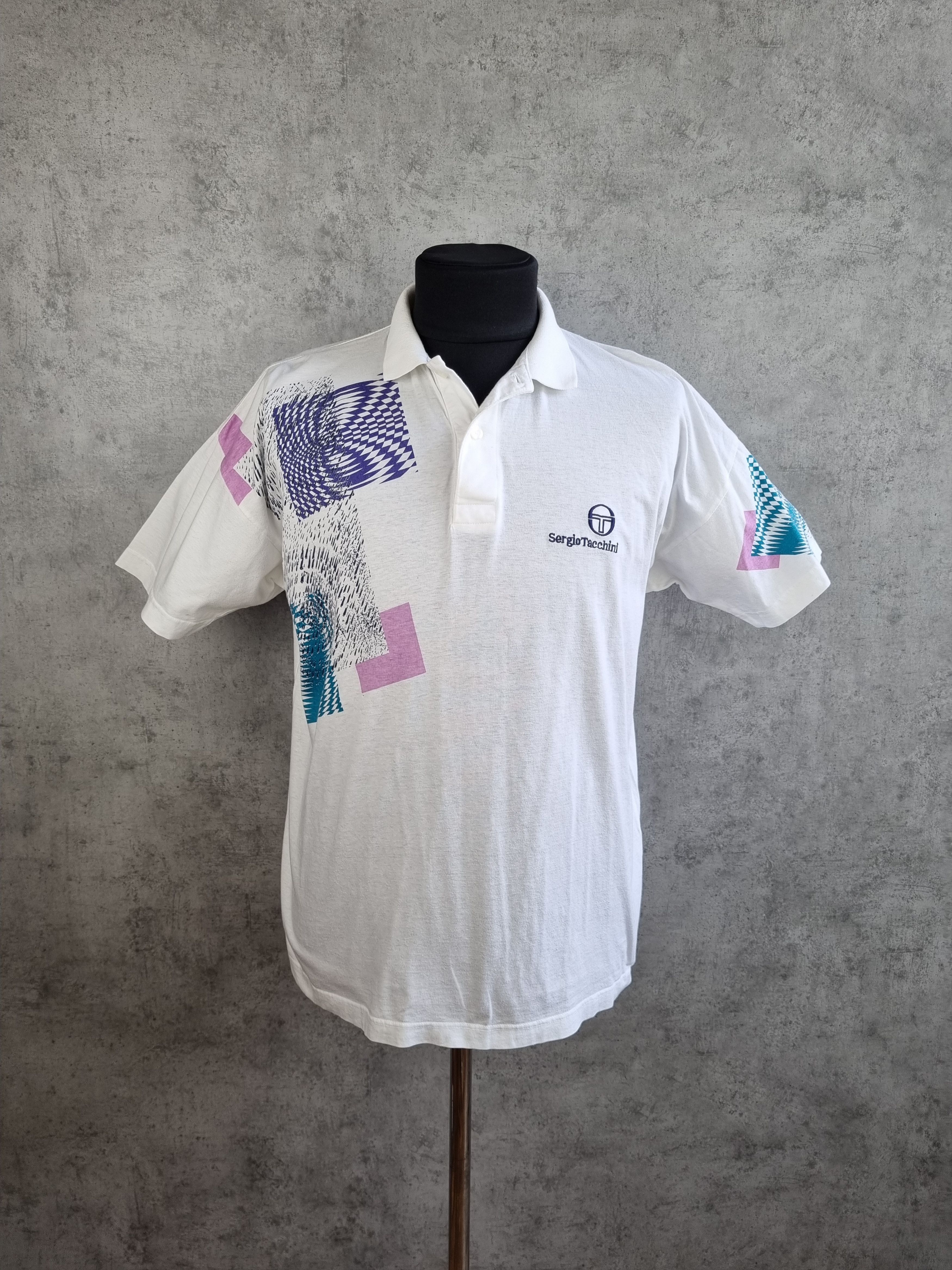 Sergio Tacchini 90s Sergio Tacchini Art Polo Shirt Vintage Tennis Golf Size US L / EU 52-54 / 3 - 3 Thumbnail