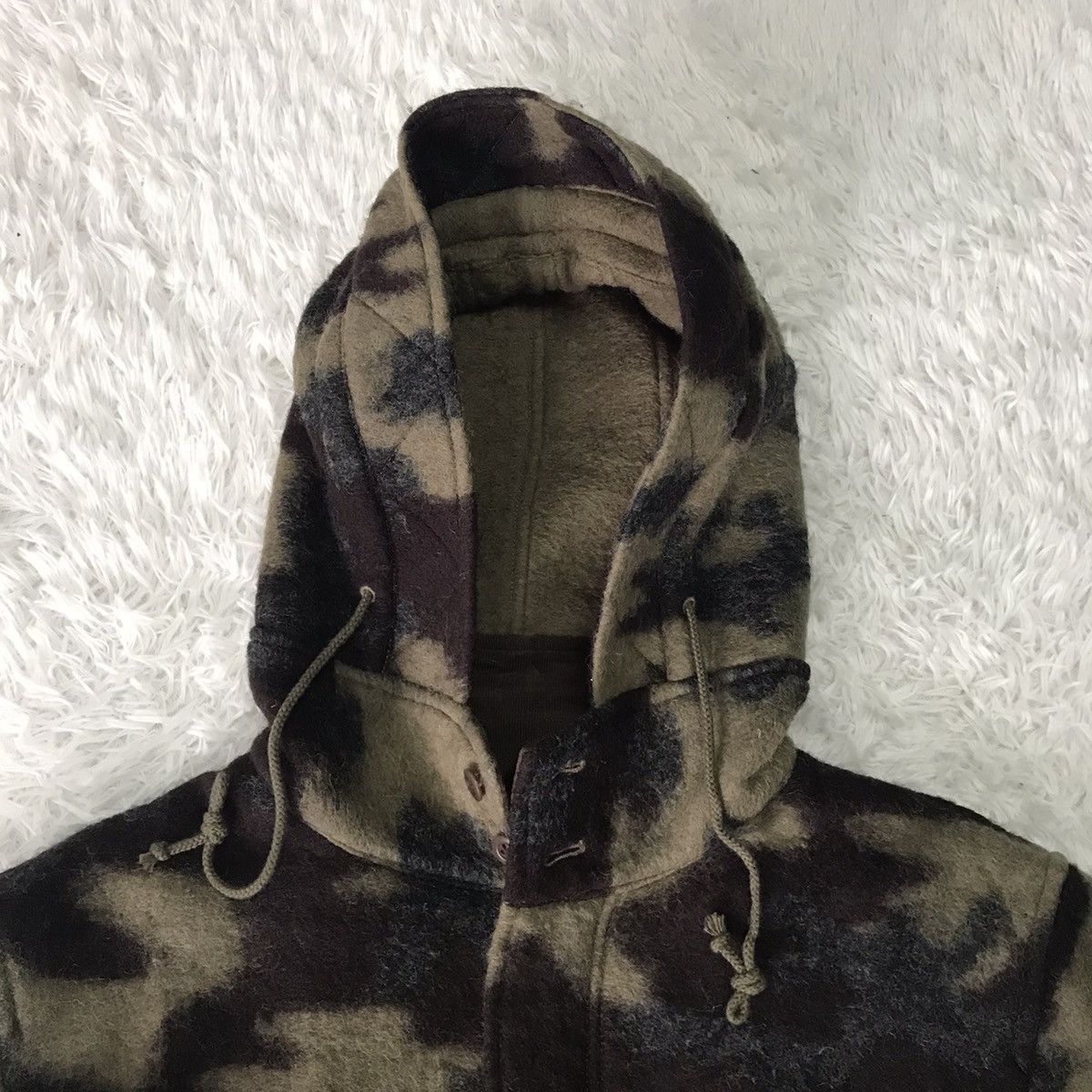 United Arrows Blend Wool Camo Style Jacket Hooded Size US L / EU 52-54 / 3 - 11 Thumbnail