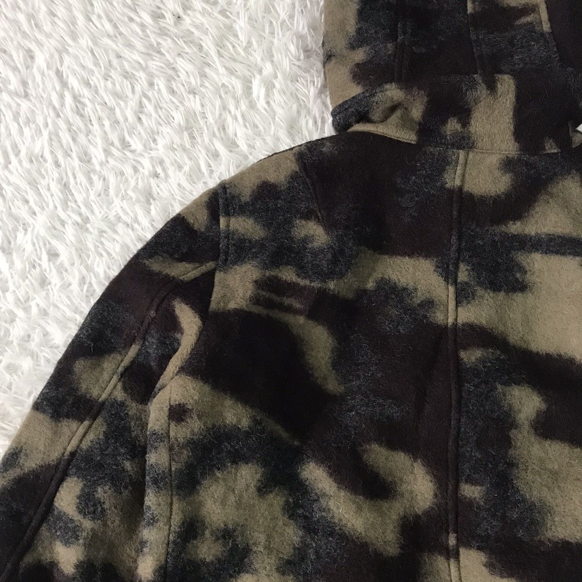 United Arrows Blend Wool Camo Style Jacket Hooded Size US L / EU 52-54 / 3 - 10 Thumbnail