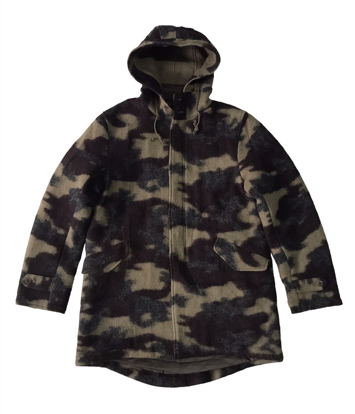 United Arrows Blend Wool Camo Style Jacket Hooded Size US L / EU 52-54 / 3 - 1 Thumbnail