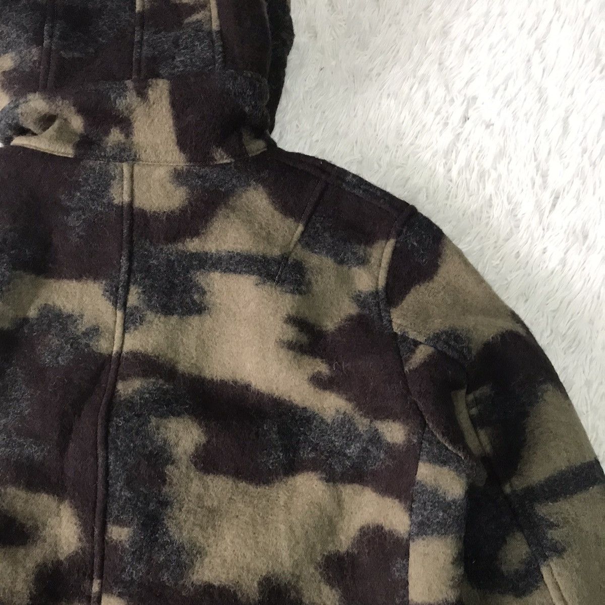 United Arrows Blend Wool Camo Style Jacket Hooded Size US L / EU 52-54 / 3 - 9 Thumbnail