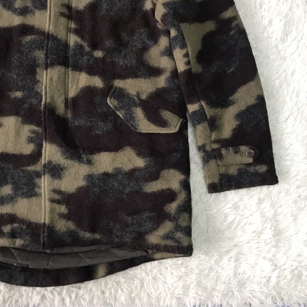 United Arrows Blend Wool Camo Style Jacket Hooded Size US L / EU 52-54 / 3 - 4 Thumbnail