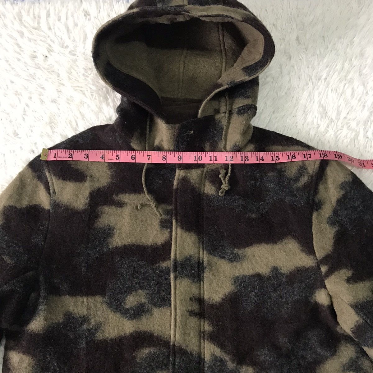 United Arrows Blend Wool Camo Style Jacket Hooded Size US L / EU 52-54 / 3 - 15 Thumbnail