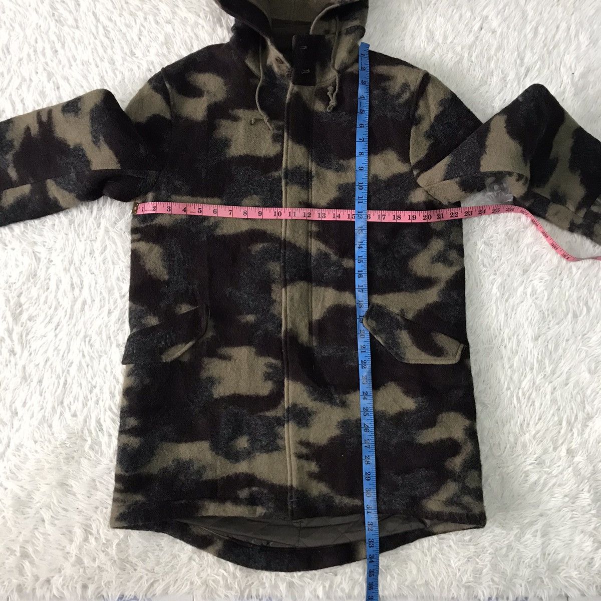 United Arrows Blend Wool Camo Style Jacket Hooded Size US L / EU 52-54 / 3 - 14 Thumbnail