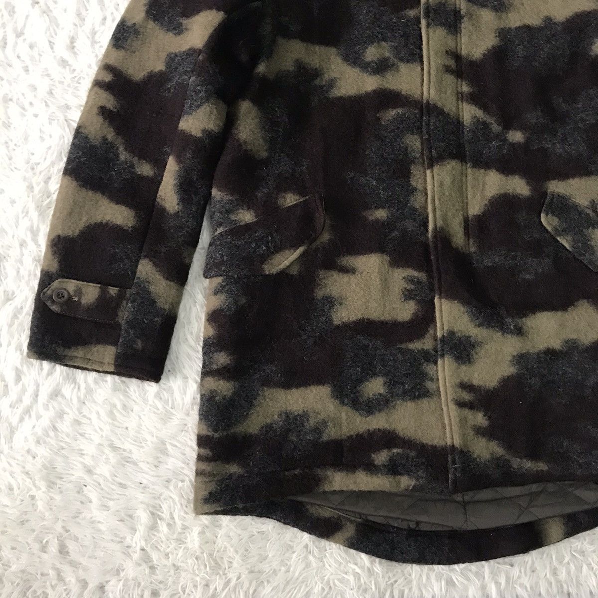 United Arrows Blend Wool Camo Style Jacket Hooded Size US L / EU 52-54 / 3 - 3 Thumbnail