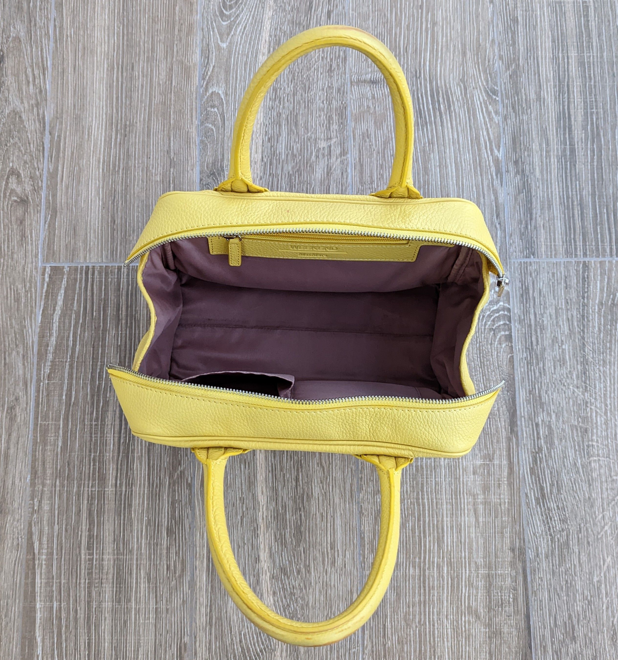 Max Mara × Weekend Max Mara Weekend Max Mara Lime Leather Lemon Handbag Luxury Brand Size ONE SIZE - 11 Thumbnail