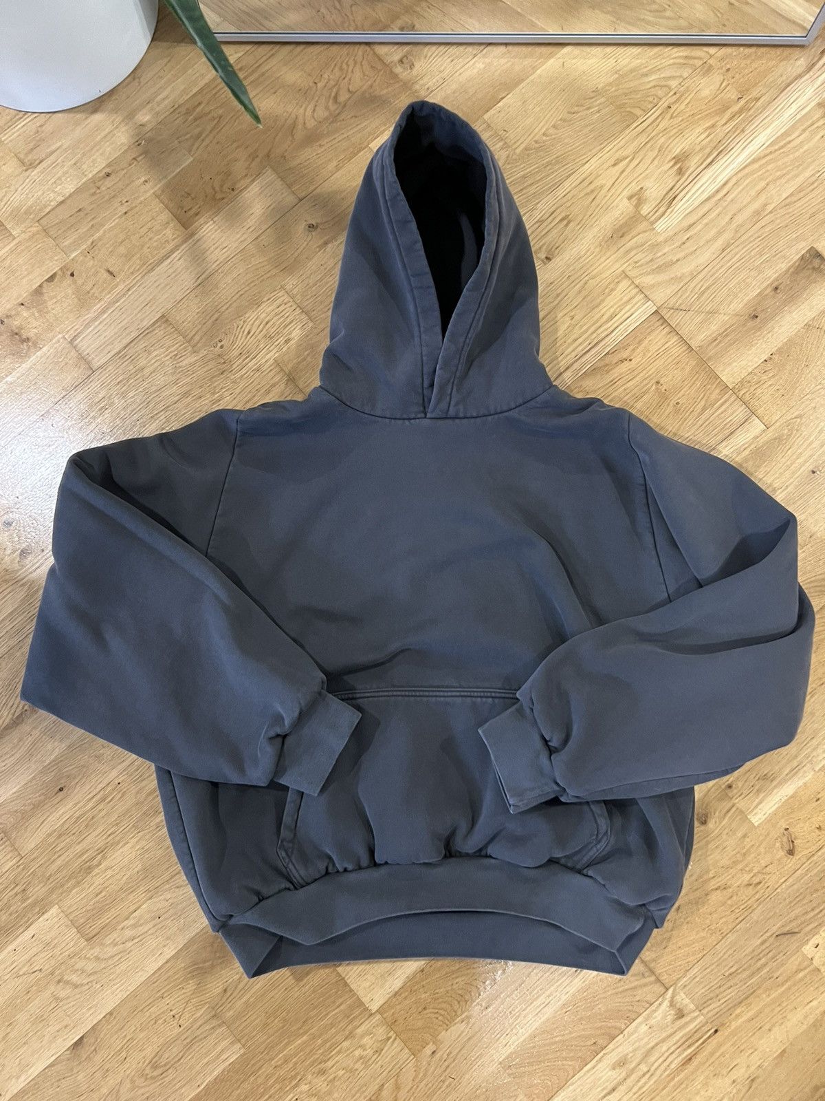 Gap × Kanye West Yeezy Gap Logo Shrunken Hoodie Dark Grey | Grailed