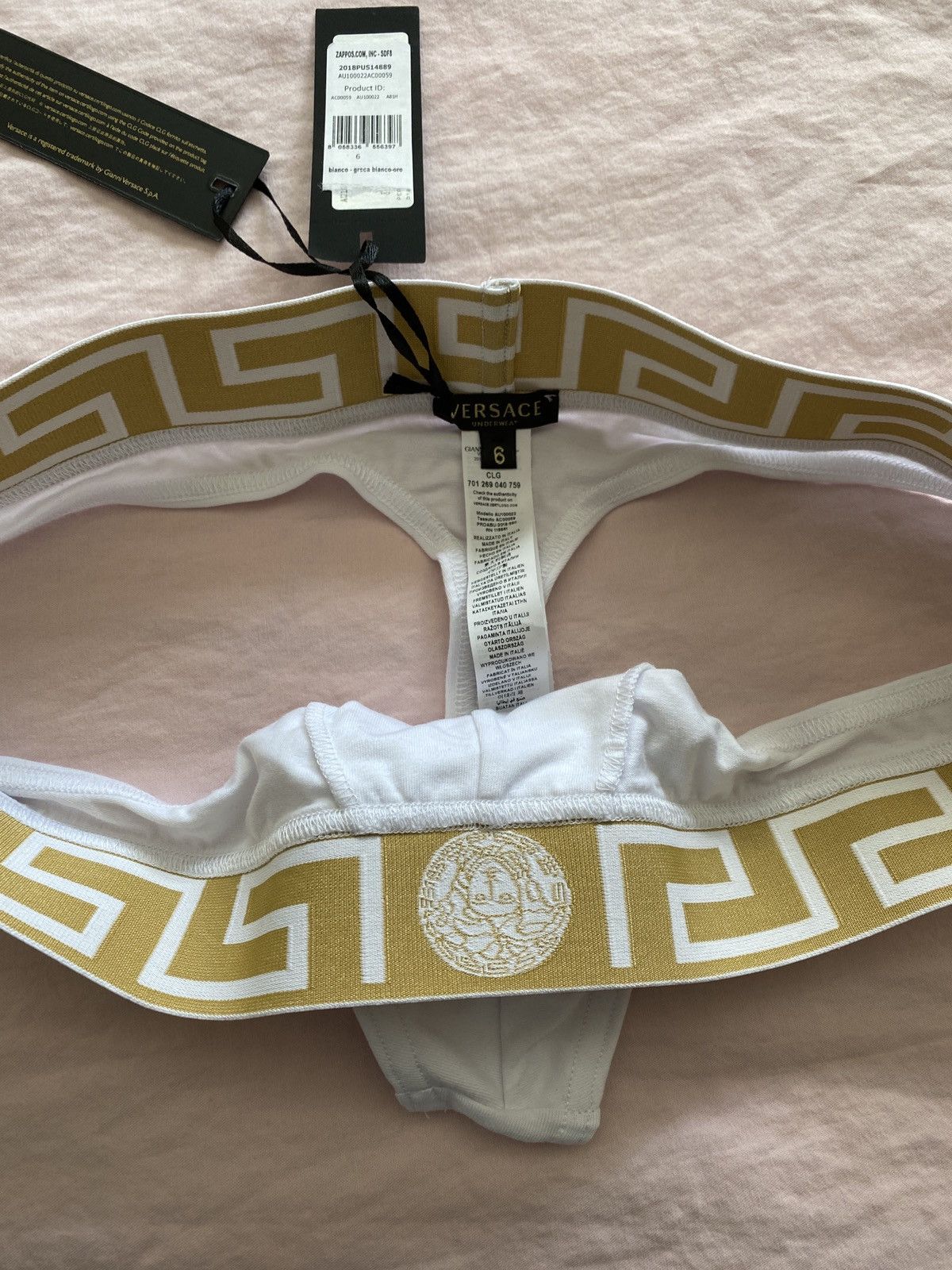 Versace Last One! Versace underwear Greca thong 7/XL NEW white Size ONE SIZE - 3 Thumbnail