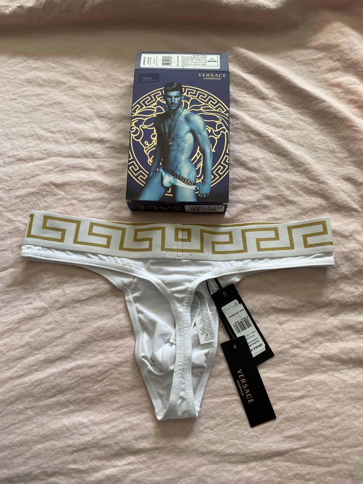 Versace Last One! Versace underwear Greca thong 7/XL NEW white Size ONE SIZE - 2 Thumbnail