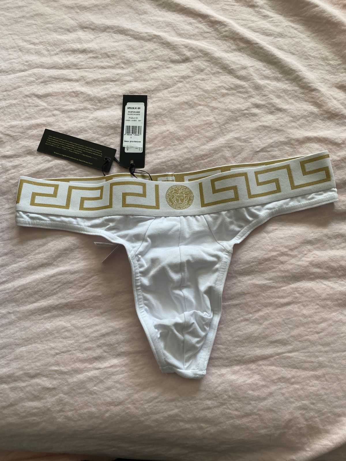 Versace Last One! Versace underwear Greca thong 7/XL NEW white Size ONE SIZE - 5 Thumbnail
