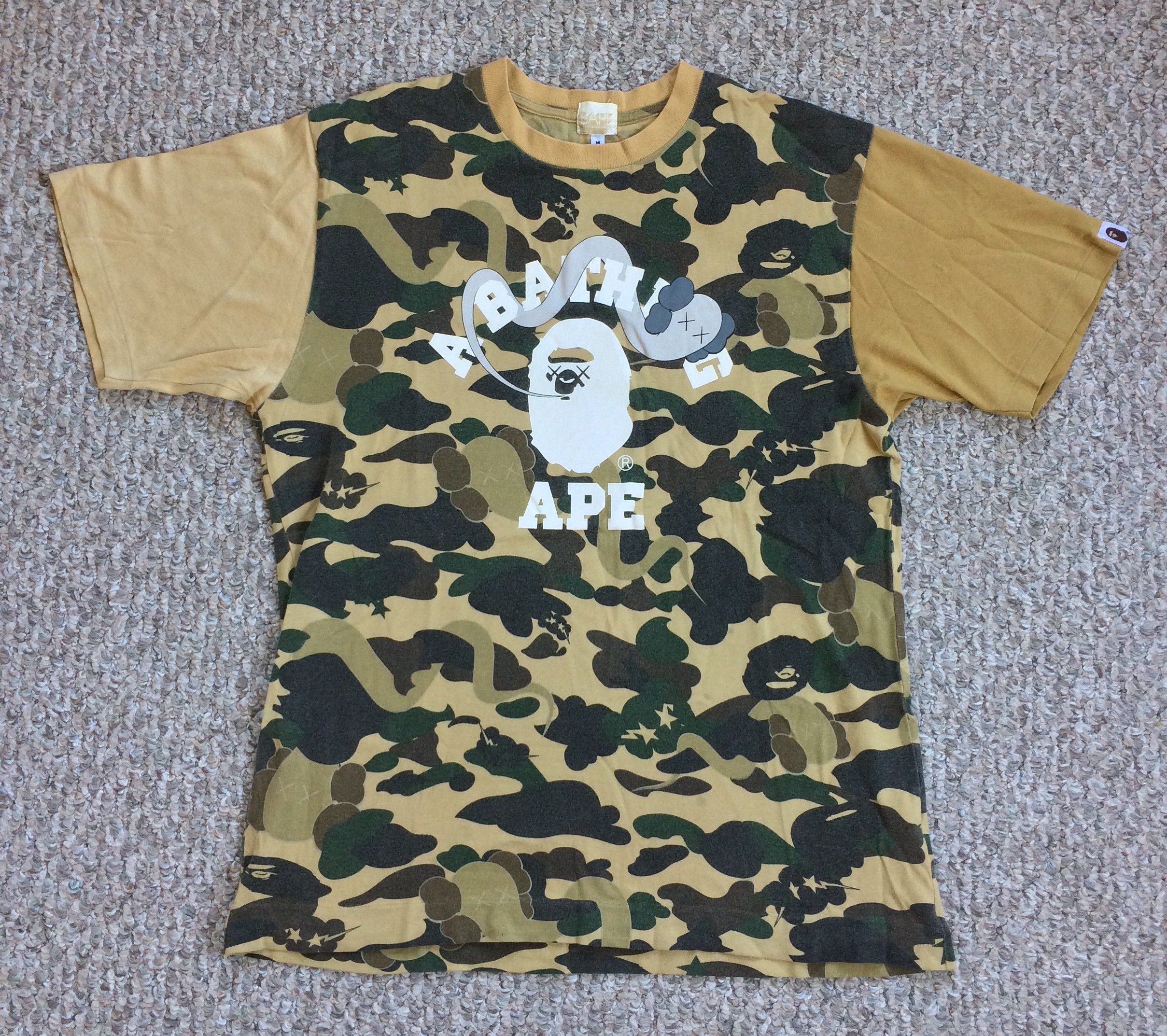 F/W 2005 Bape x Kaws 1st Camo Logo Tee Short Sleeve T Shirts