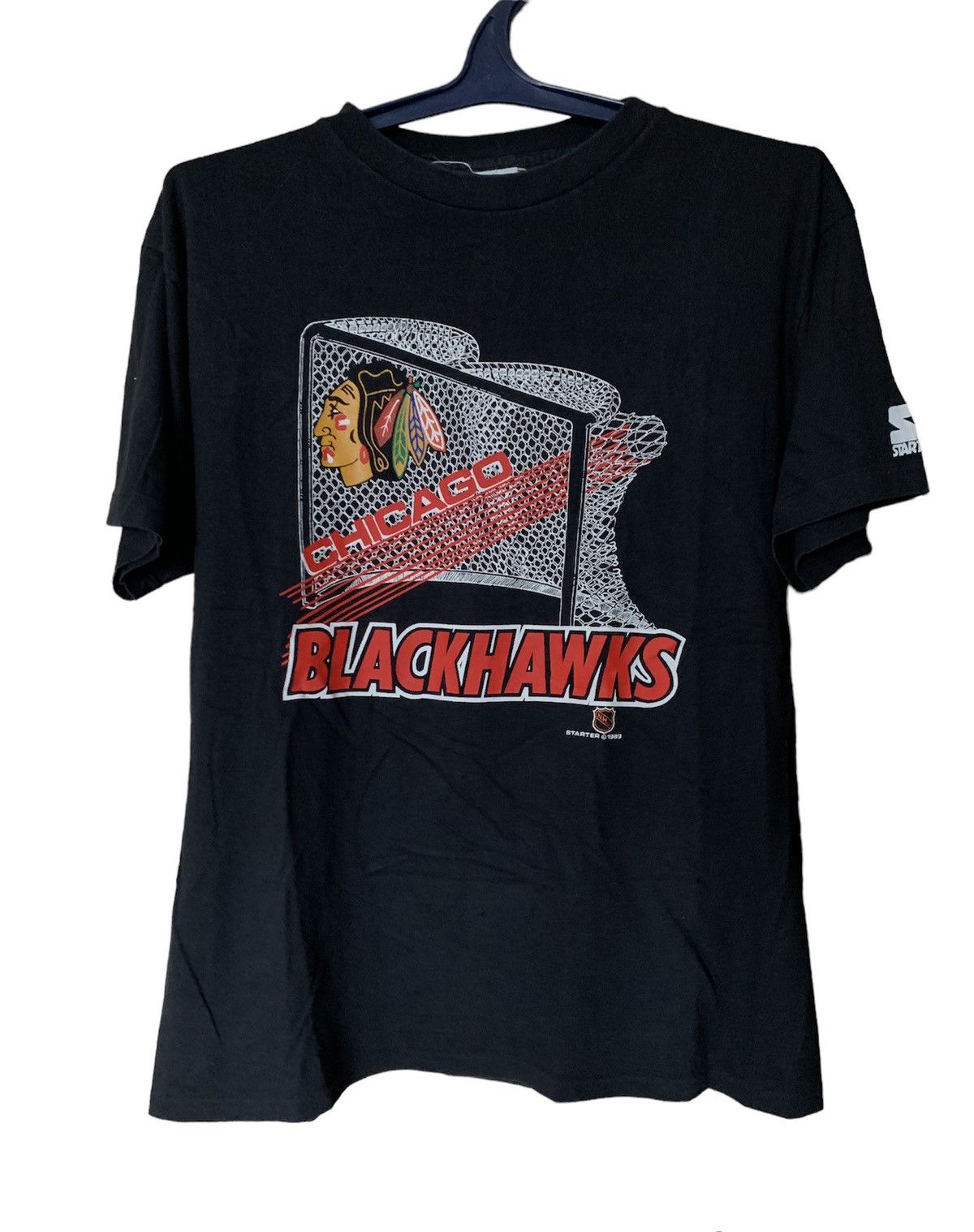 NHL × Starter × Vintage 1989 Starter Chicago Blackhawks vintage print rare t-shirt Size US XL / EU 56 / 4 - 1 Thumbnail