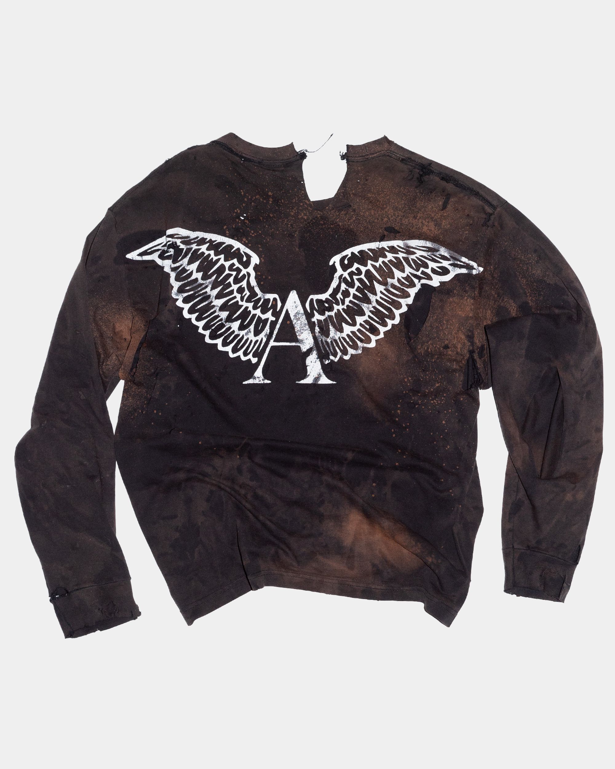 ALEXANDER DIGENOVA THRASHED BLEACHED SKATER LOGO LONGSLEEVE