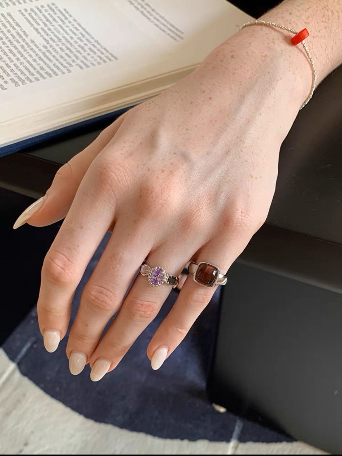 Sterling silver natural Opal & Amethyst Ring