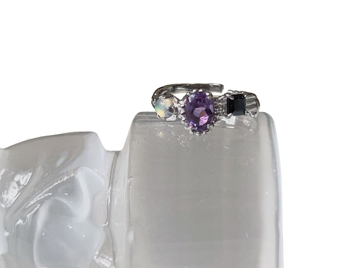 Sterling silver natural Opal & Amethyst Ring