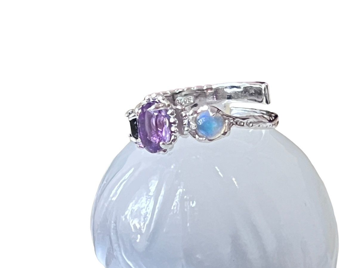 Sterling silver natural Opal & Amethyst Ring