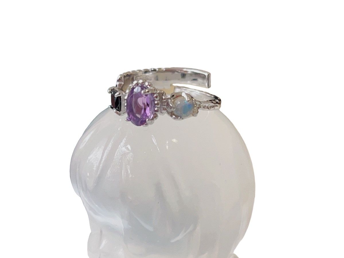 Sterling silver natural Opal & Amethyst Ring