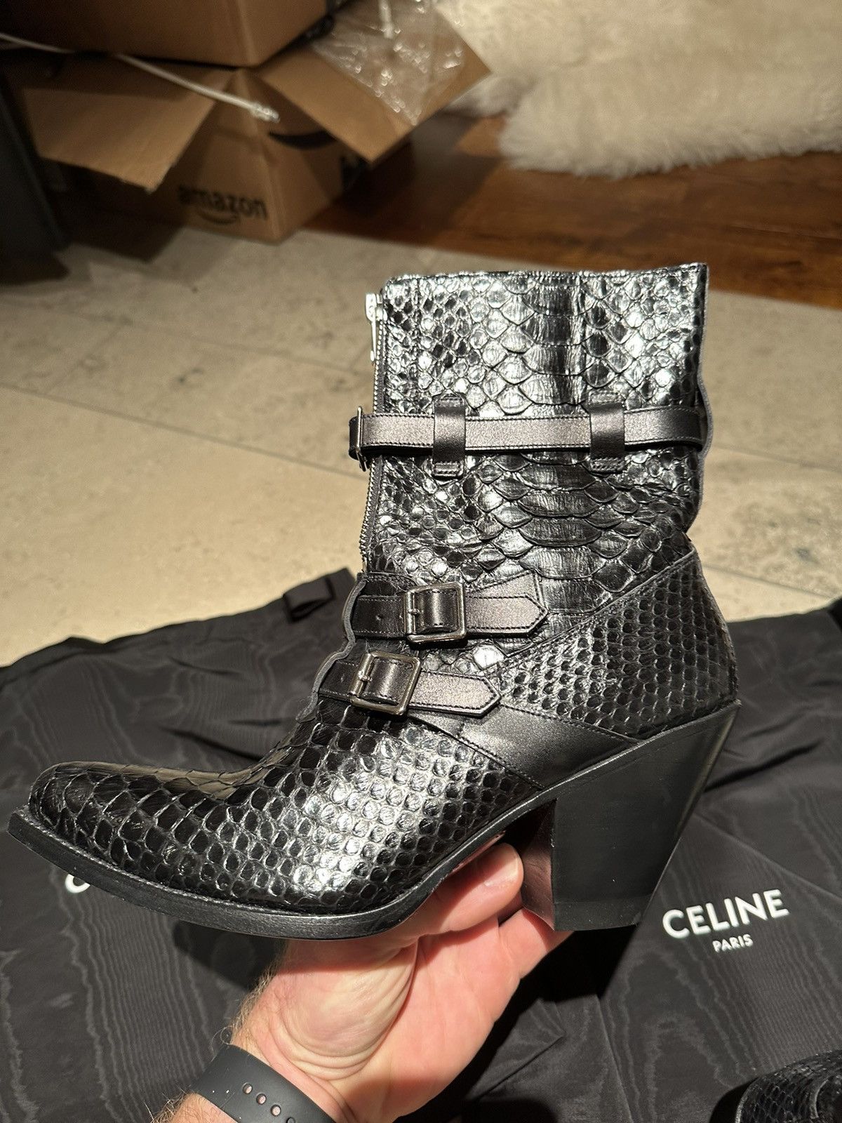 Celine SS19 Grail 😍 Celine python leather Berlin boots Size US 9 / IT 39 - 17 Thumbnail