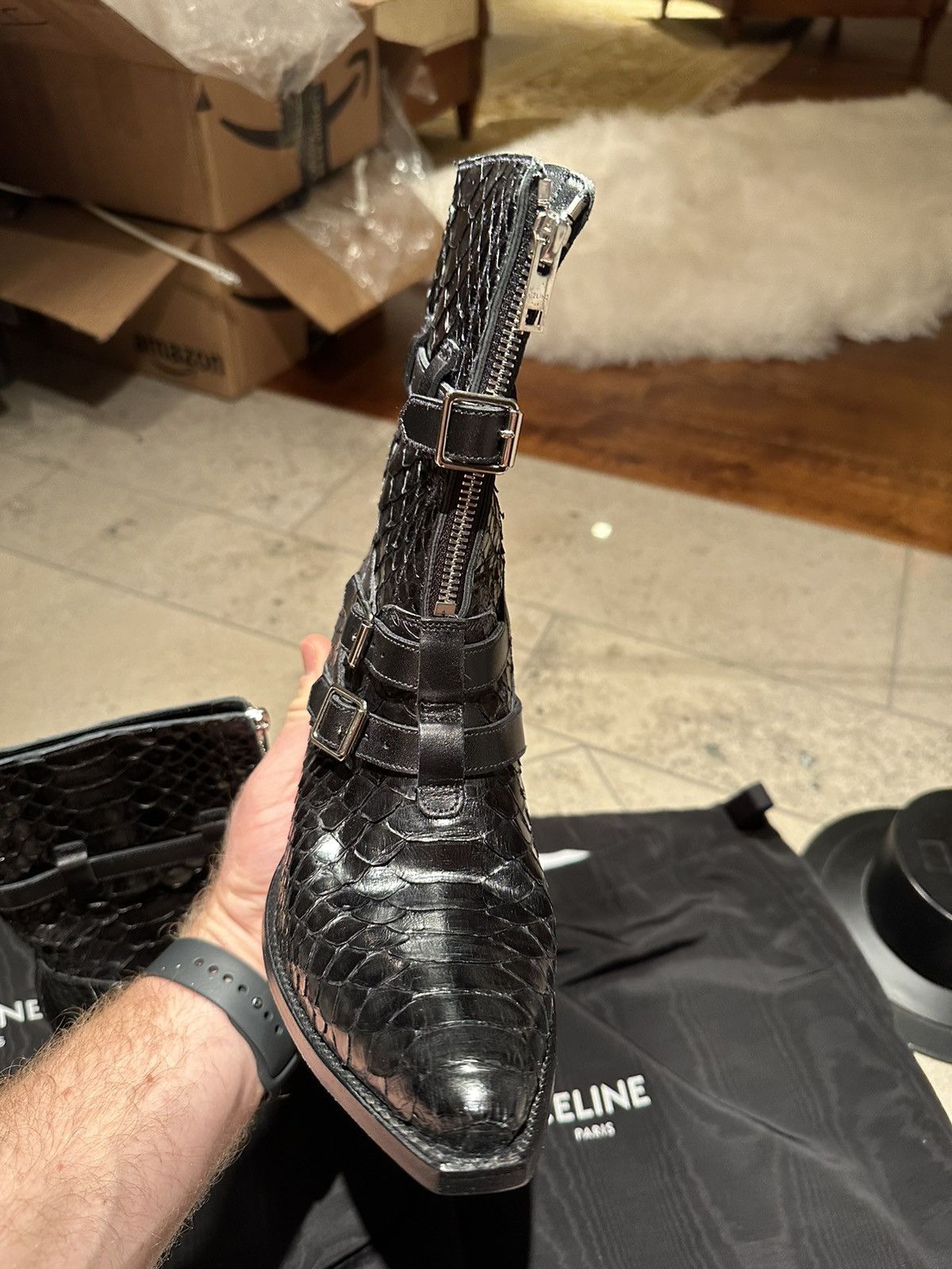 Celine SS19 Grail 😍 Celine python leather Berlin boots Size US 9 / IT 39 - 25 Thumbnail