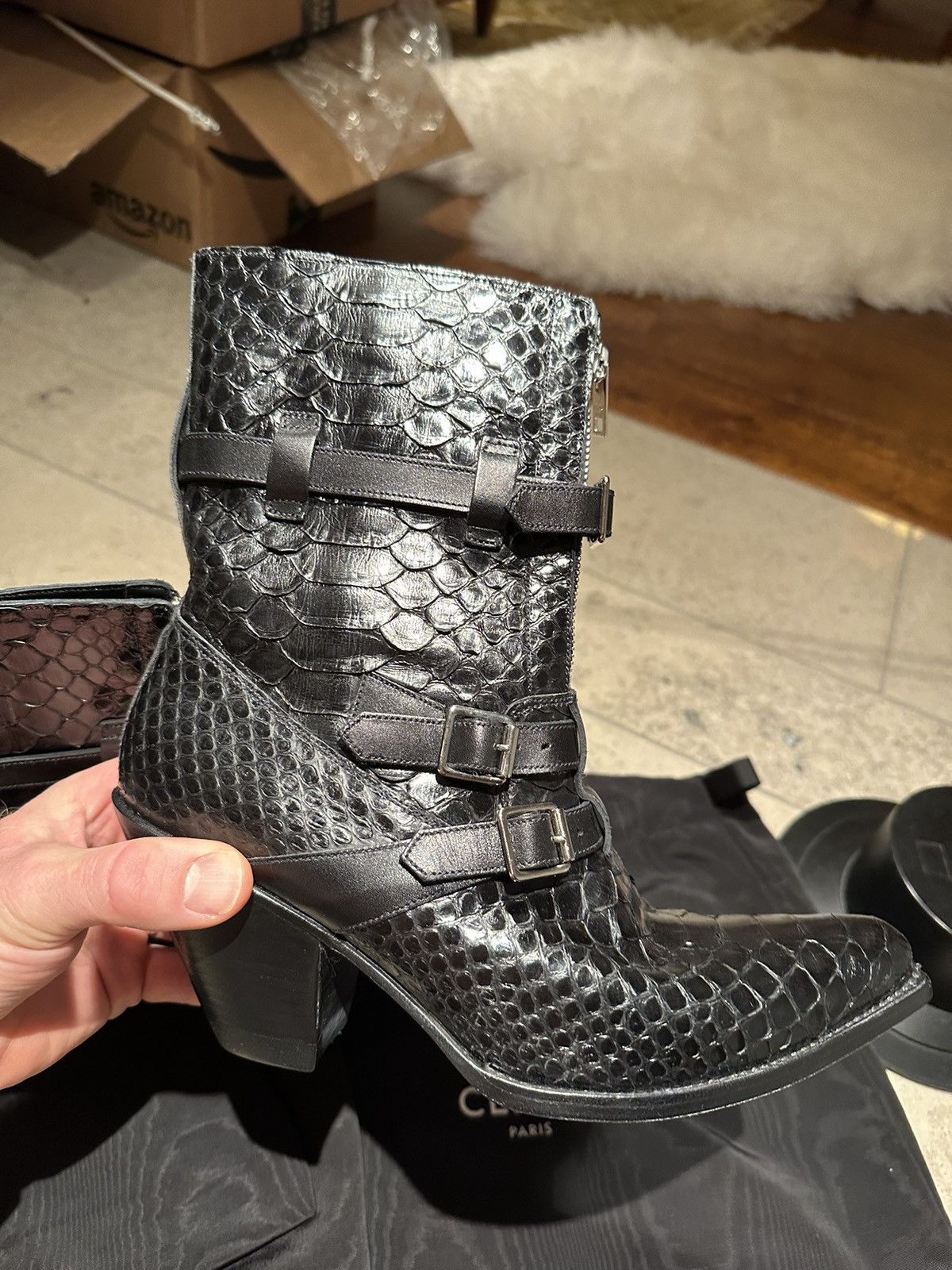 Celine SS19 Grail 😍 Celine python leather Berlin boots Size US 9 / IT 39 - 22 Thumbnail