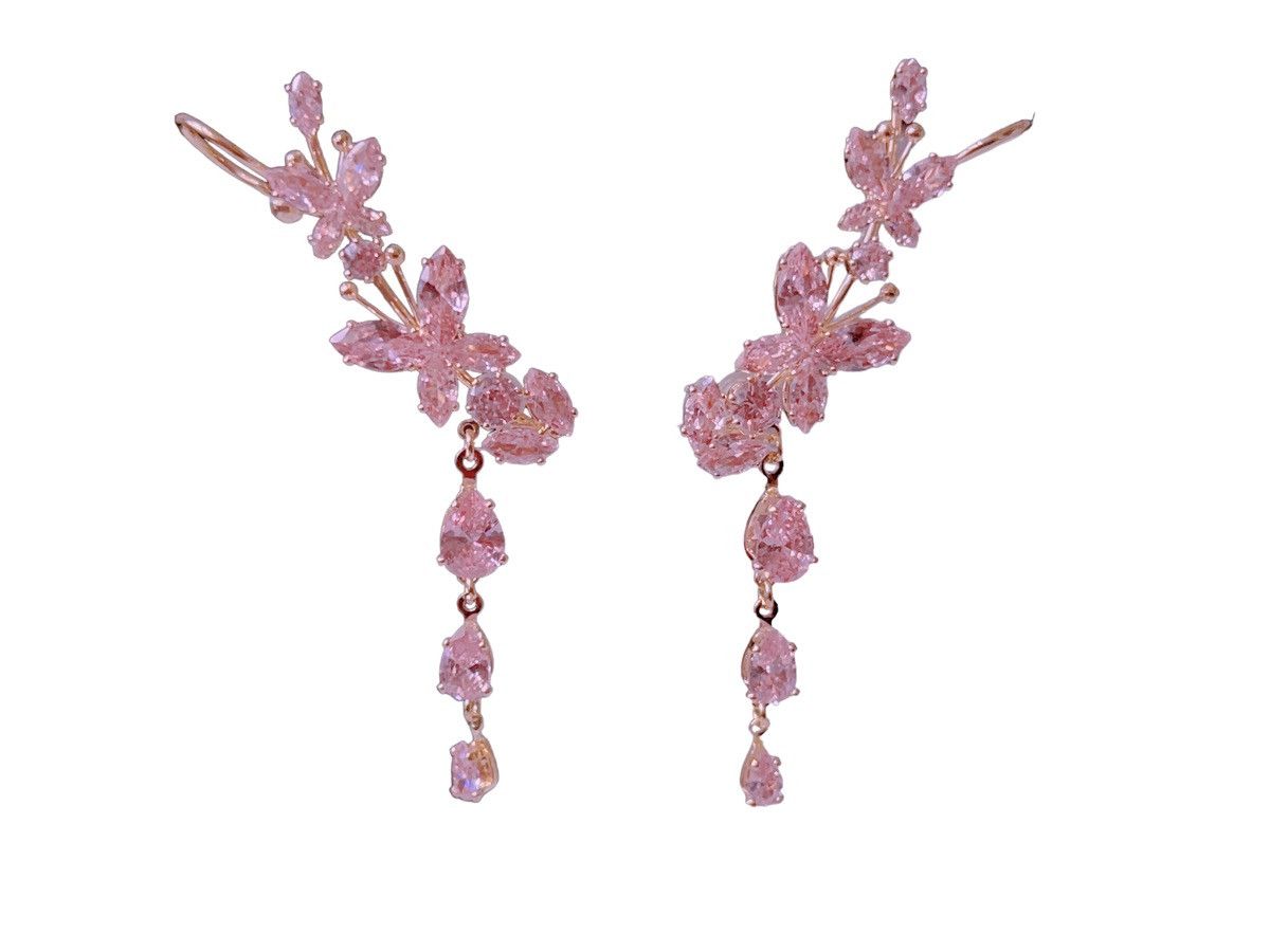 - 18k GP Pink zircon butterfly Ear cuff earring