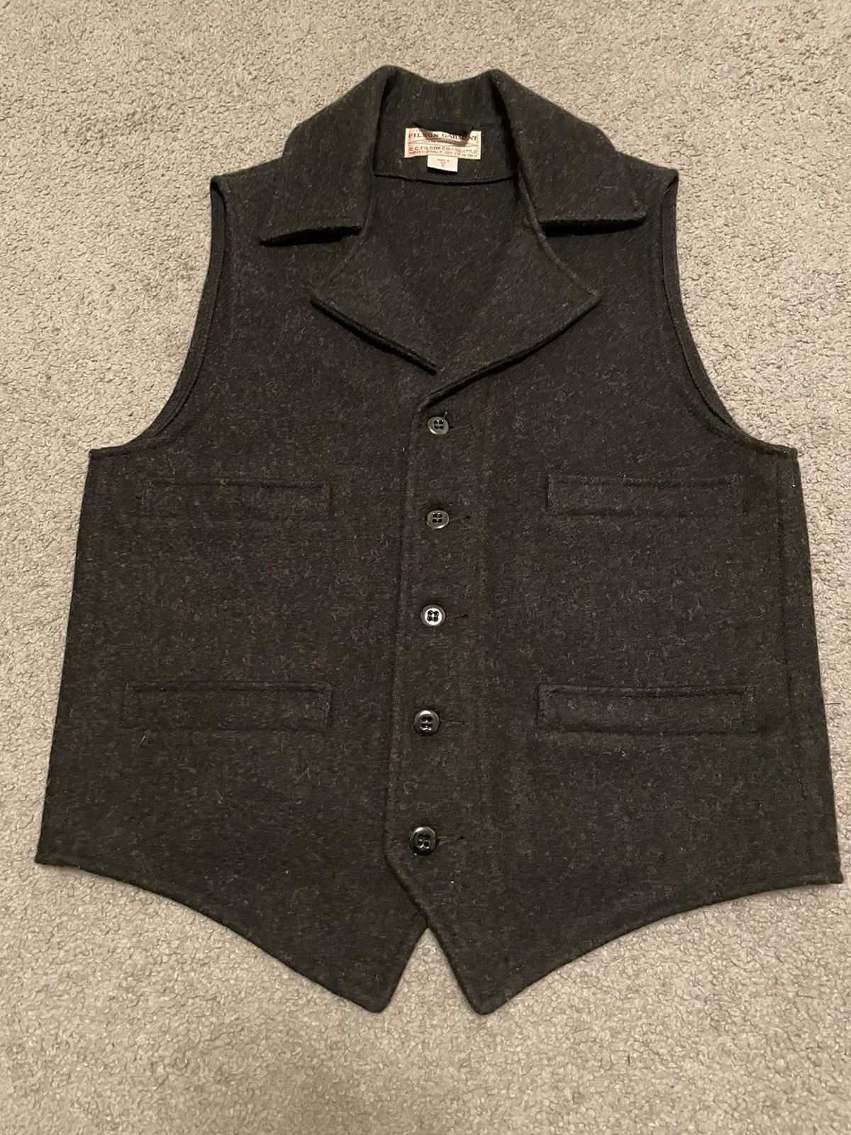 Filson Mackinaw Wool Western Vest Charcoal S