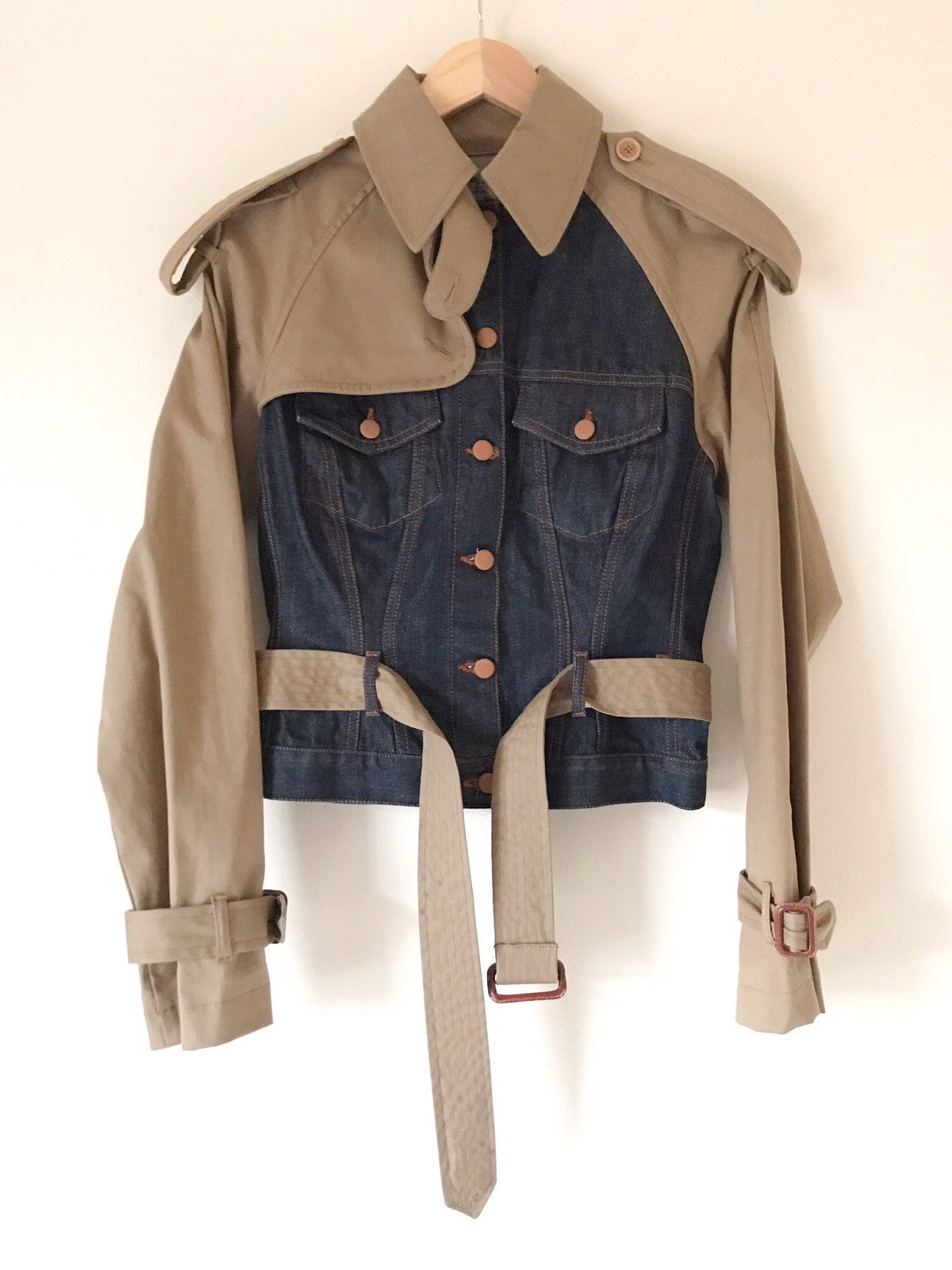 Jean Paul Gaultier Rare Hybrid Denim Trench Jacket Size US XS / EU 42 / 0 - 1 Thumbnail