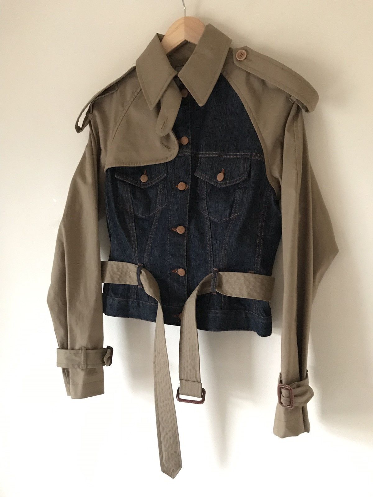 Jean Paul Gaultier Rare Hybrid Denim Trench Jacket Size US XS / EU 42 / 0 - 2 Thumbnail