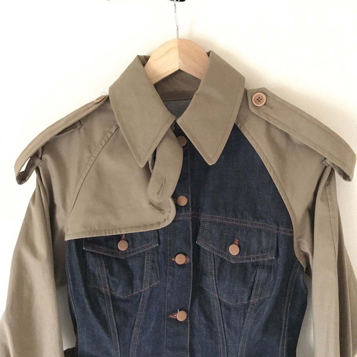 Jean Paul Gaultier Rare Hybrid Denim Trench Jacket Size US XS / EU 42 / 0 - 5 Thumbnail