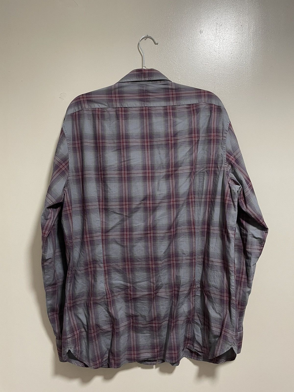 John Varvatos John Varvatos Grey/Burgundy Plaid Flannel Size US XXL / EU 58 / 5 - 3 Thumbnail
