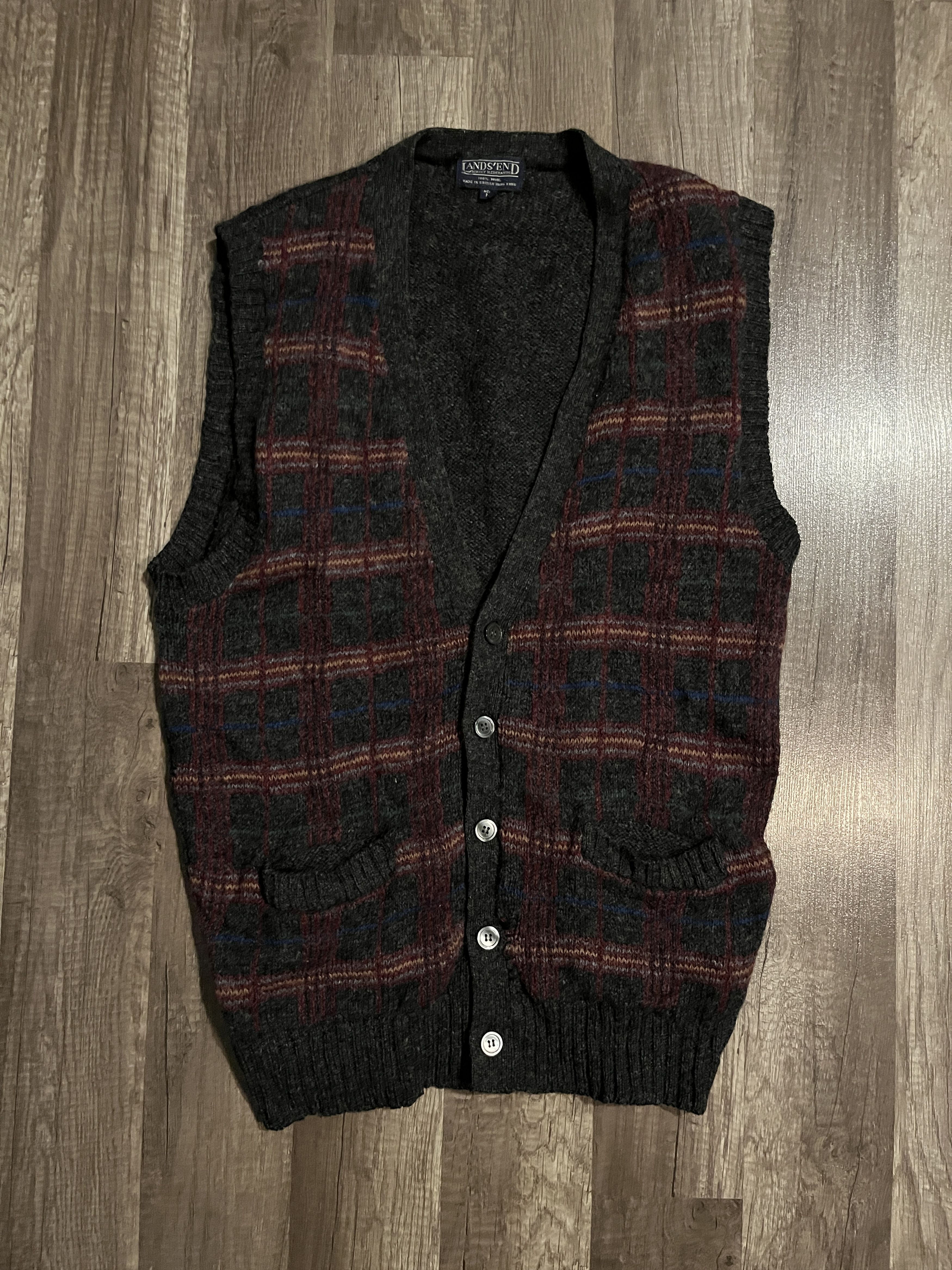 Lands' End Plaid Wool Vest Size US M / EU 48-50 / 2 - 1 Thumbnail