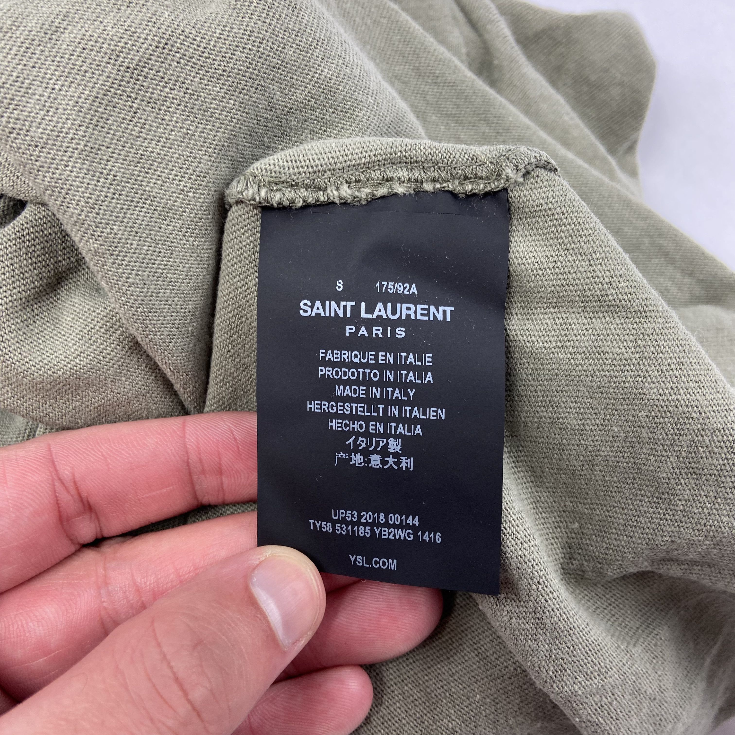 Saint Laurent Paris Saint Laurent Distressed Logo Tee Size US S / EU 44-46 / 1 - 4 Thumbnail