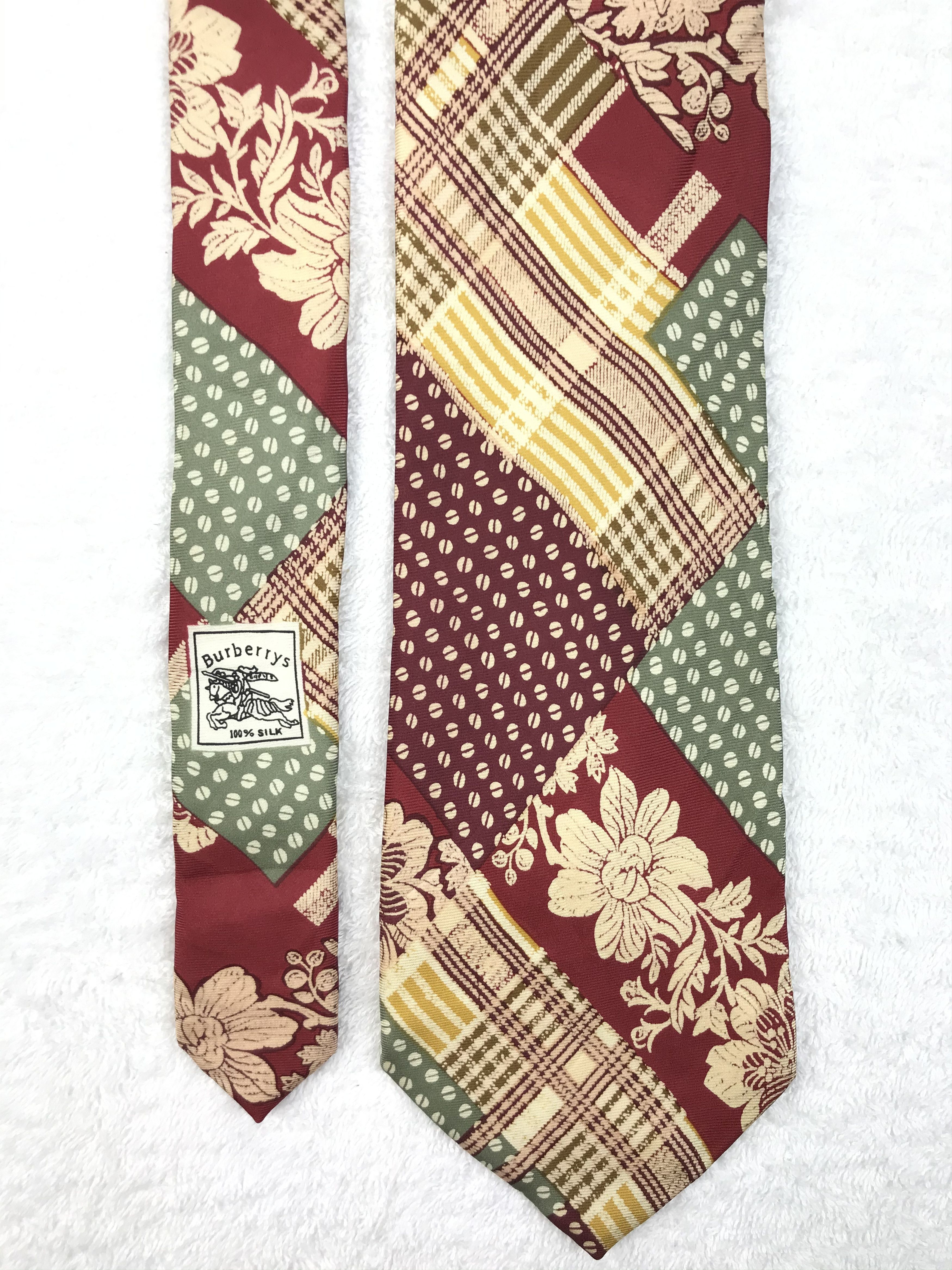 Burberry × Designer × Vintage B101 Vintage Burberry Neck Tie Pure Silk Classic Art Design Size ONE SIZE - 4 Thumbnail