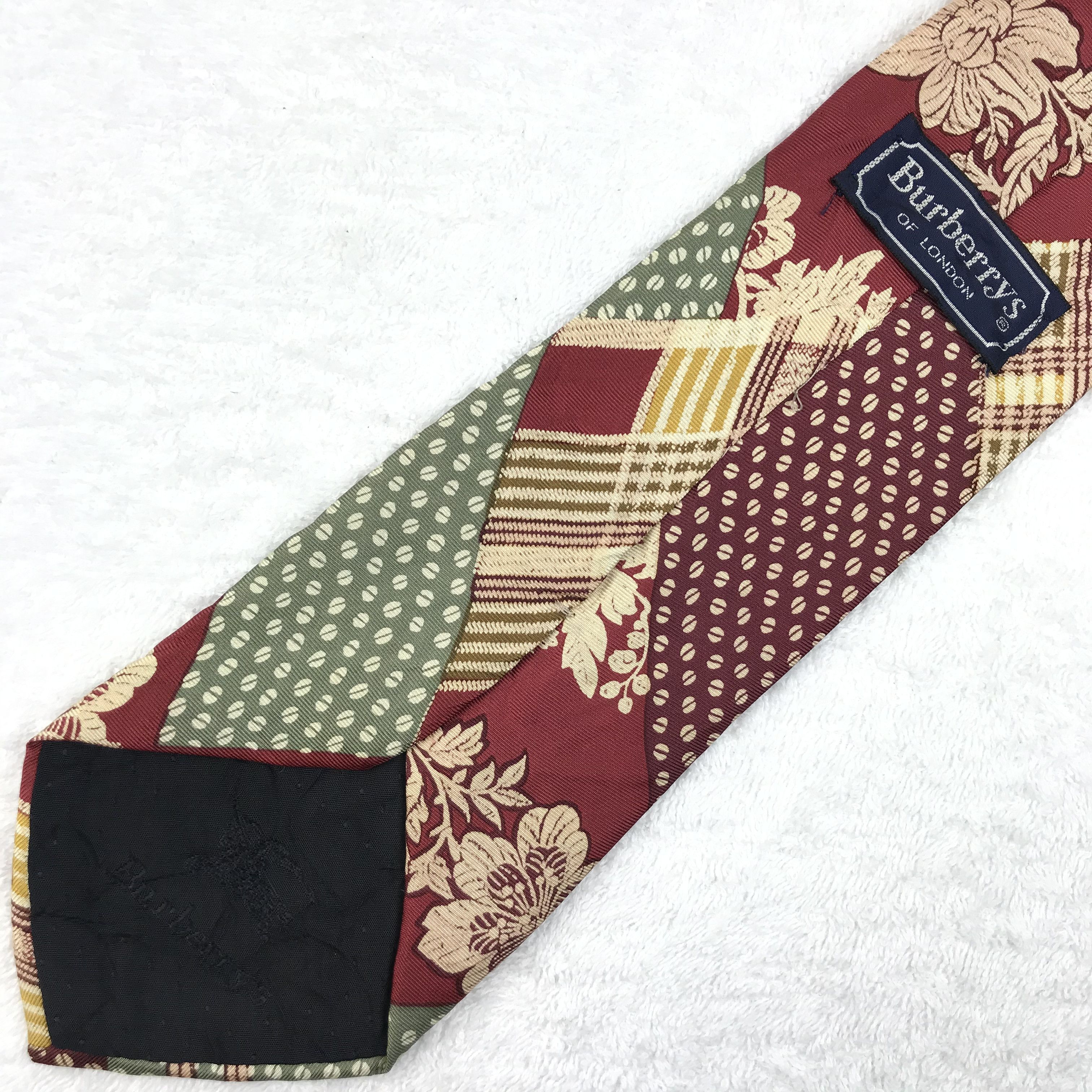 Burberry × Designer × Vintage B101 Vintage Burberry Neck Tie Pure Silk Classic Art Design Size ONE SIZE - 7 Thumbnail