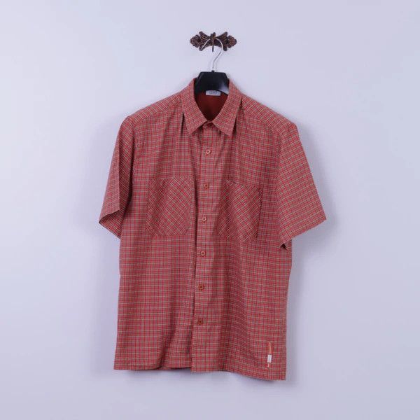 Vintage Etirel Men L Casual Shirt Orange Check Outdoor 6179 Size US L / EU 52-54 / 3 - 1 Thumbnail