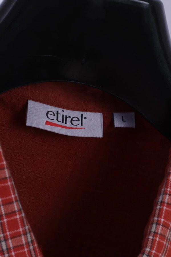 Vintage Etirel Men L Casual Shirt Orange Check Outdoor 6179 Size US L / EU 52-54 / 3 - 4 Thumbnail