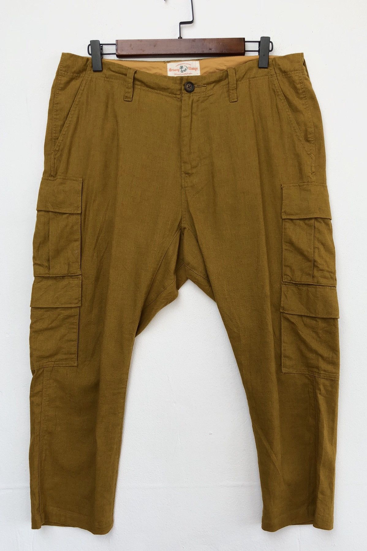 Designer × Japanese Brand BROWNY VINTAGE DOUBLE SIDE POCKET LINEN 3/4 TROUSERS Size US 34 / EU 50 - 1 Thumbnail