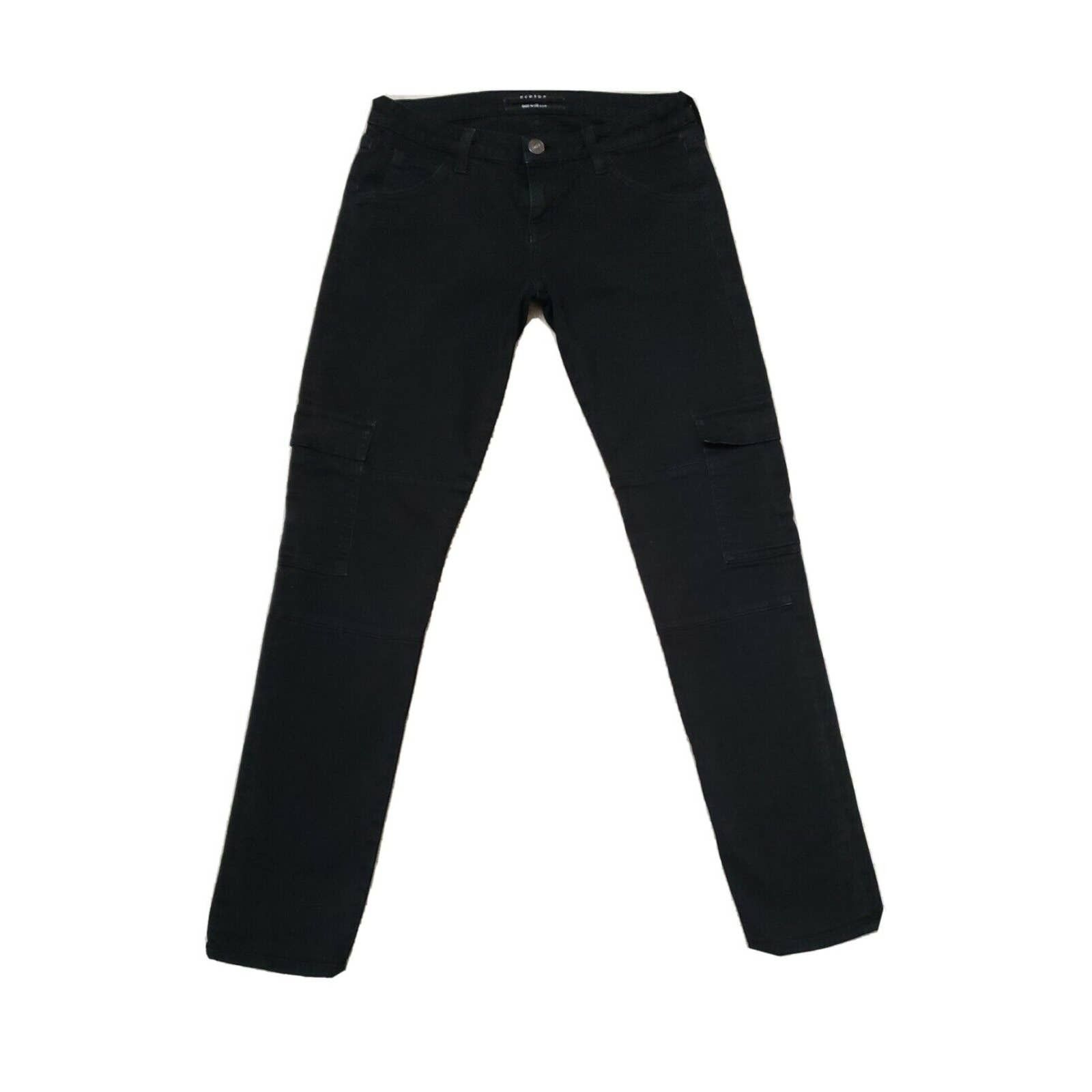 Hudson Womens Denim Flap Pocket Cargo Black Jeans 28 W 29