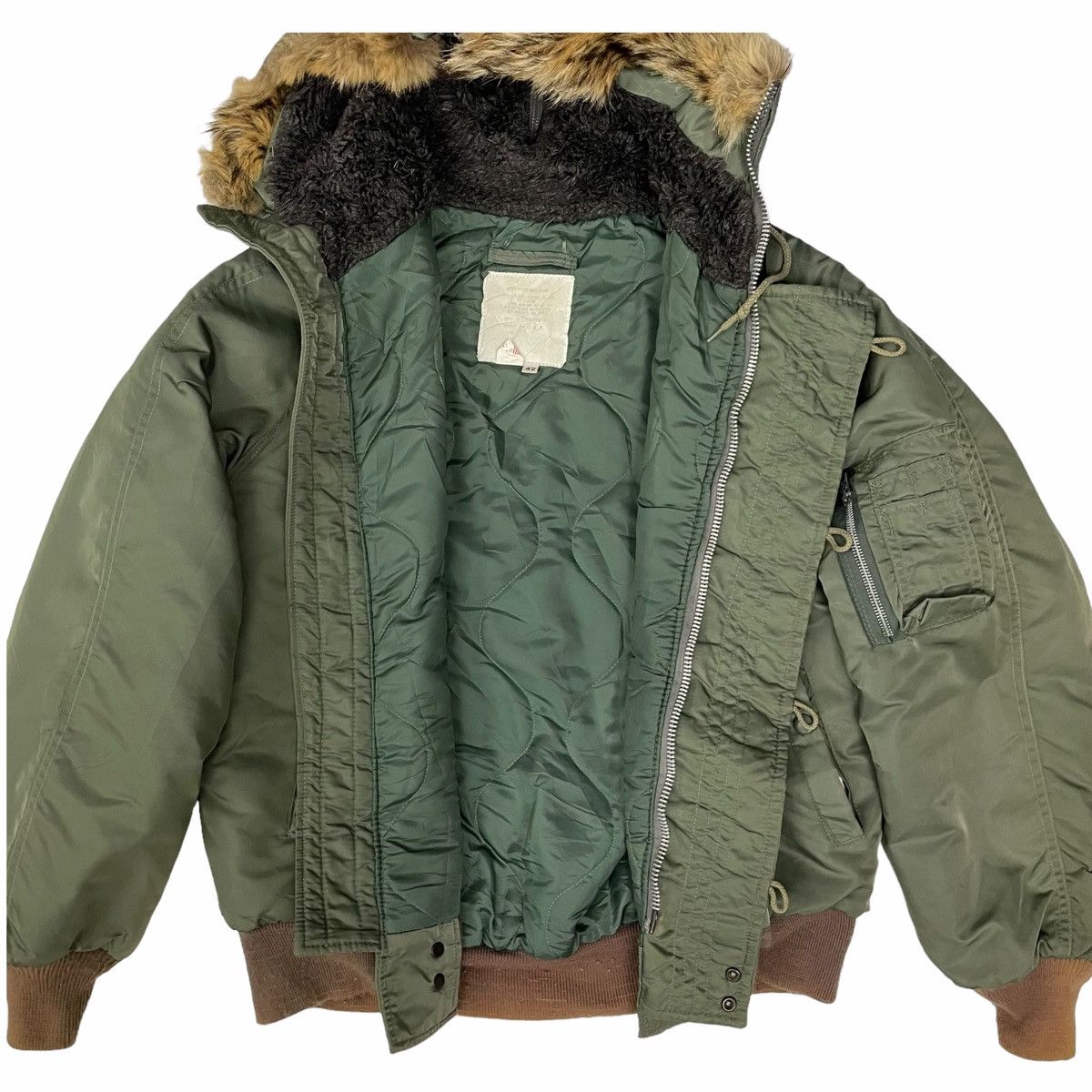 I. Spiewak And Sons × Vintage 💥 I. Spiewax Military Usa Fur Hoodie Bomber Jacket Size US L / EU 52-54 / 3 - 4 Thumbnail